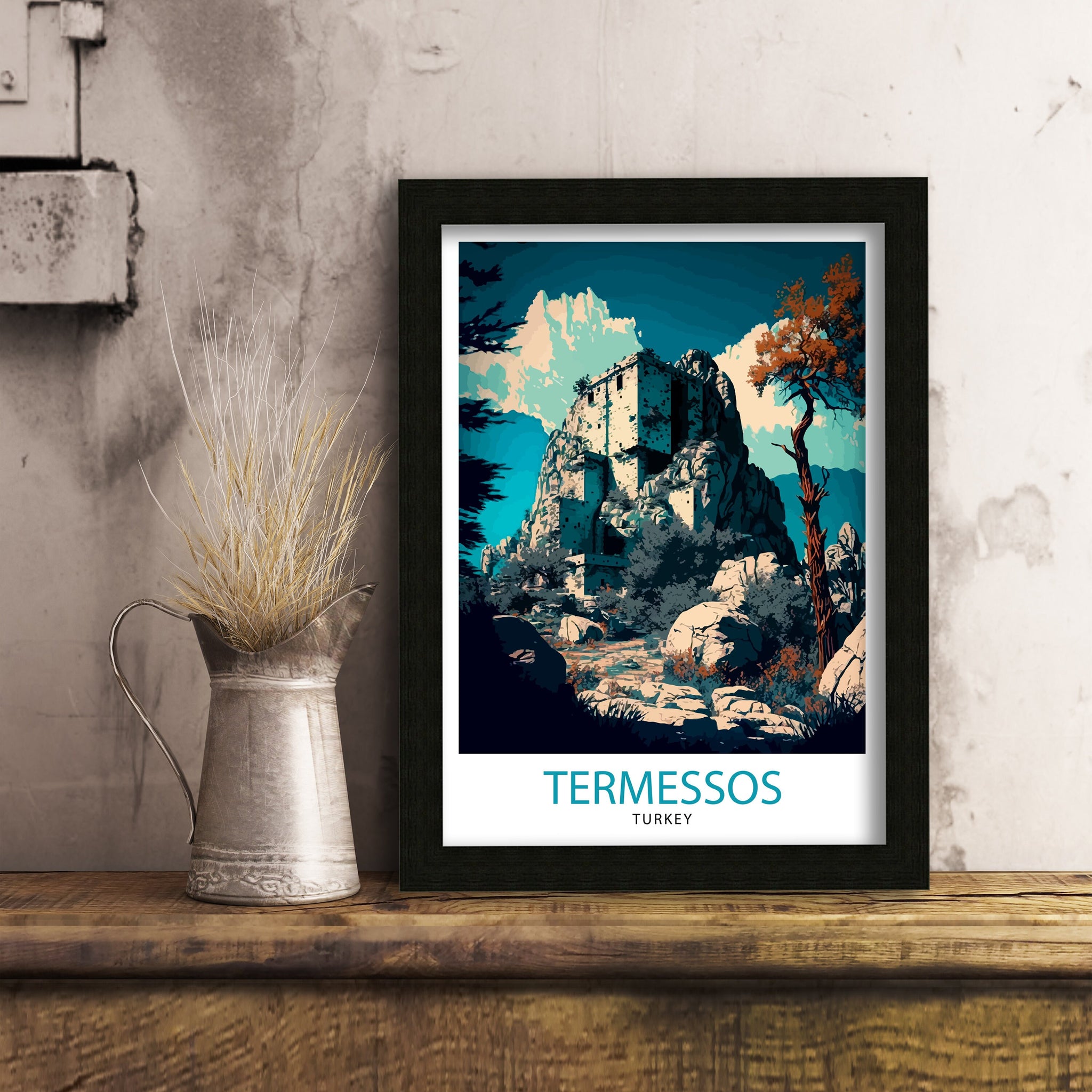 Termessos Turkey Travel Print Termessos Wall Art Termessos Home Living Decor Termessos Illustration Travel Poster Gift For Termessos Turkey