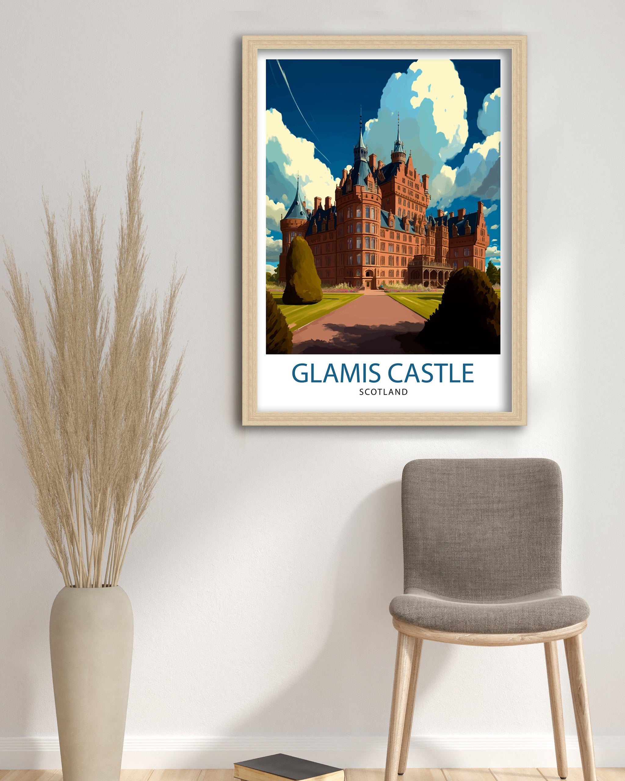 Glamis Castle Scotland Travel Print Wall Decor Home Living Decor Scotland Illustration Travel Poster Gift For Scotland Home Decor