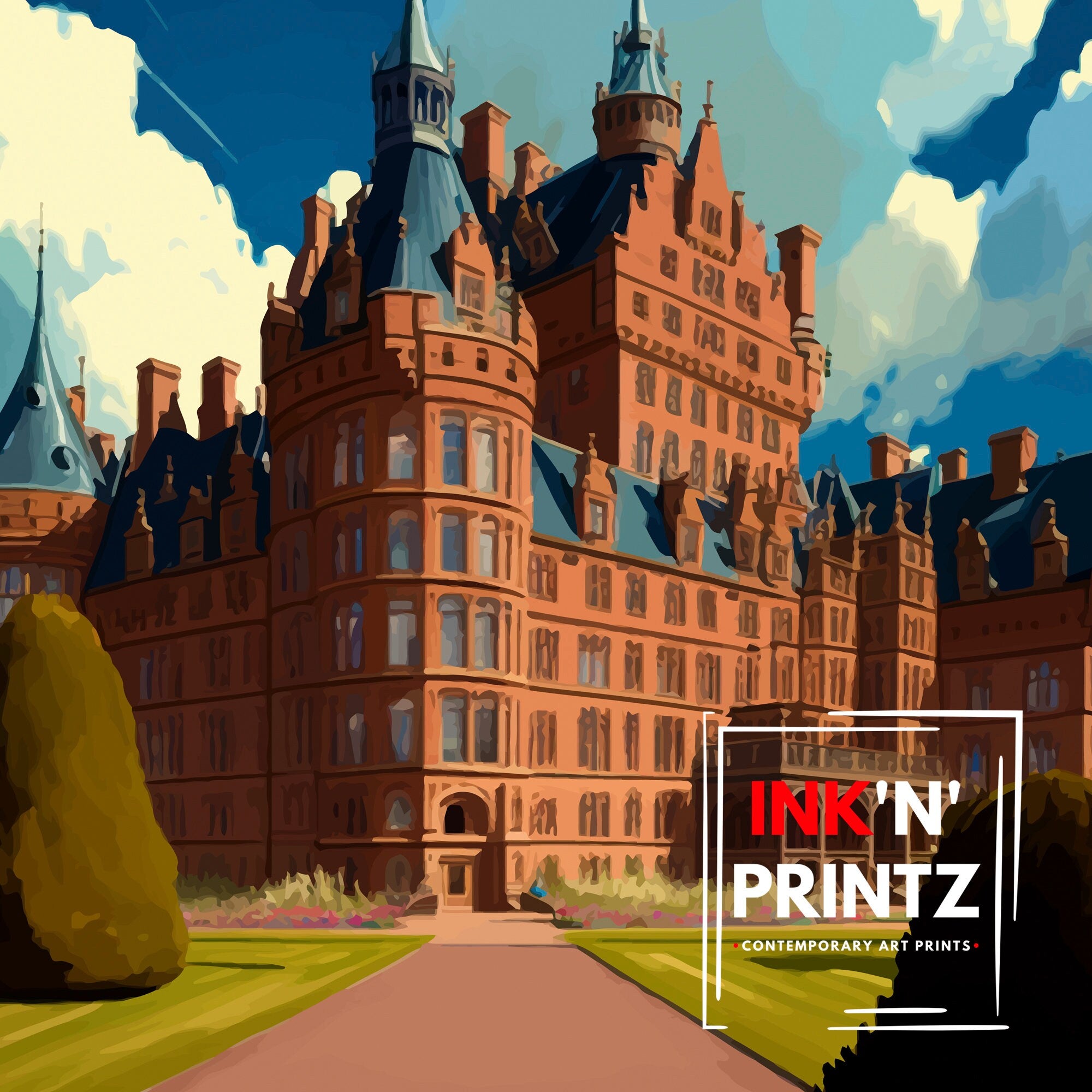 Glamis Castle Scotland Travel Print Wall Decor Home Living Decor Scotland Illustration Travel Poster Gift For Scotland Home Decor