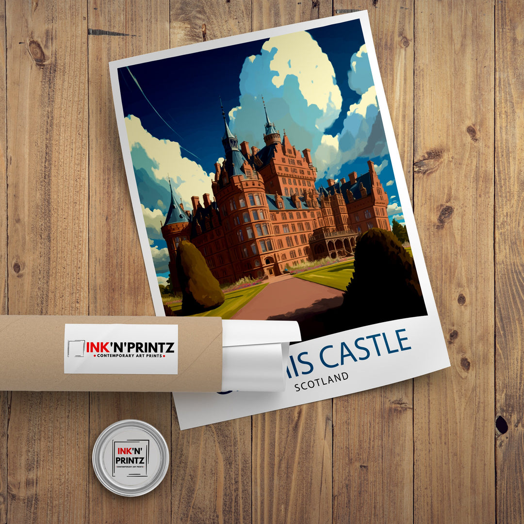 Glamis Castle Scotland Travel Print Wall Decor Home Living Decor Scotland Illustration Travel Poster Gift For Scotland Home Decor
