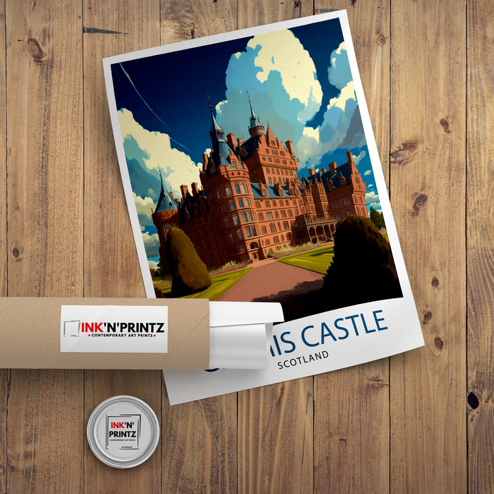 Glamis Castle Scotland Travel Print Wall Decor Home Living Decor Scotland Illustration Travel Poster Gift For Scotland Home Decor