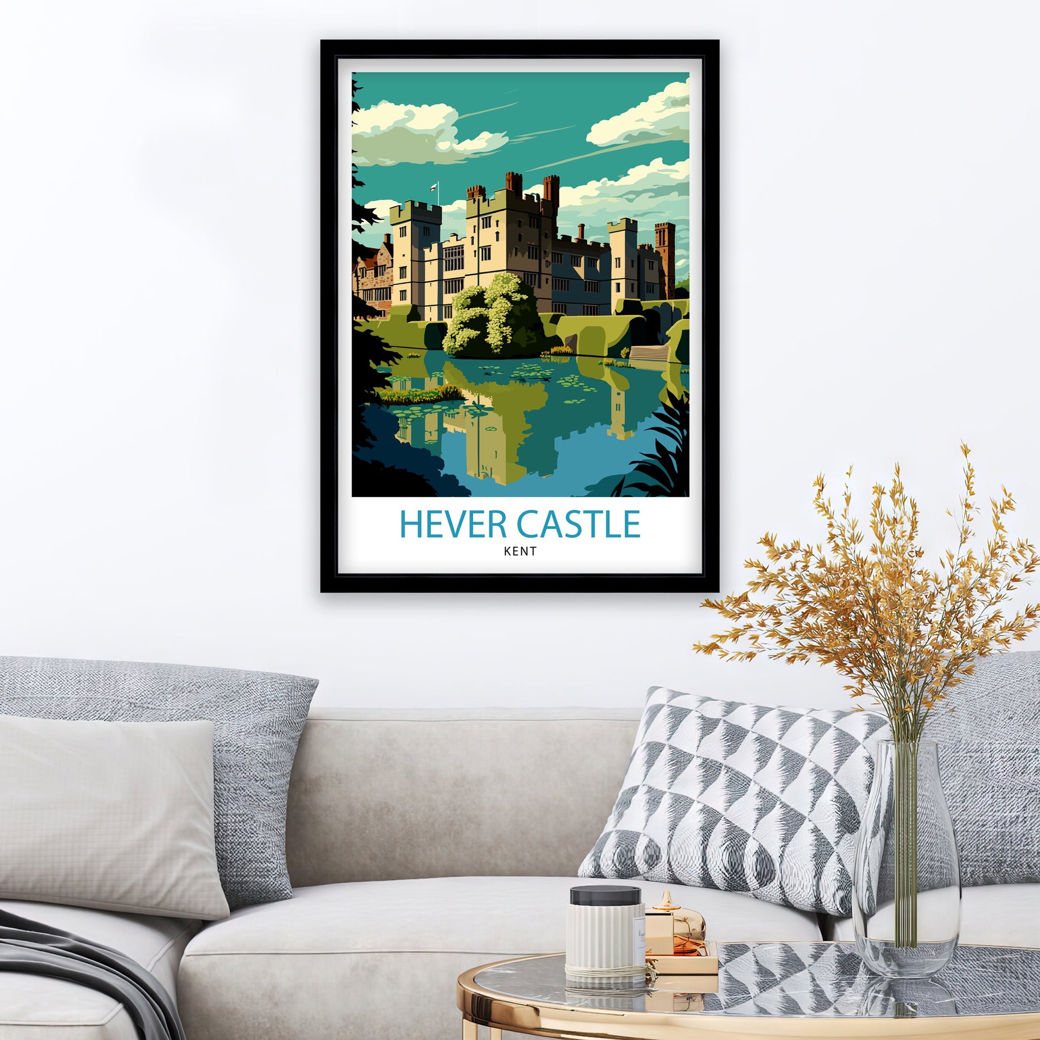 Hever Castle Art Print, Colorful Travel Poster