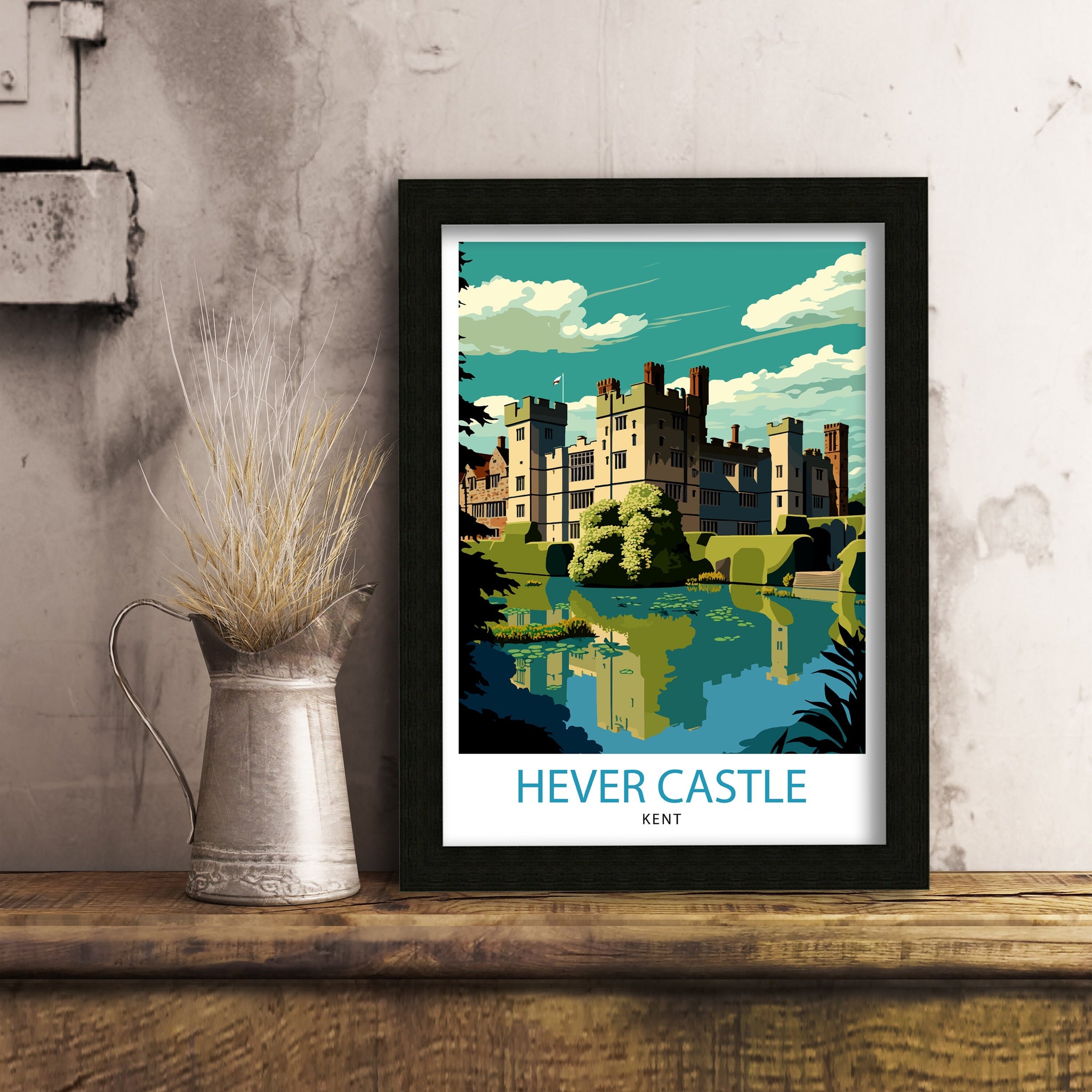 Hever Castle Art Print, Colorful Travel Poster