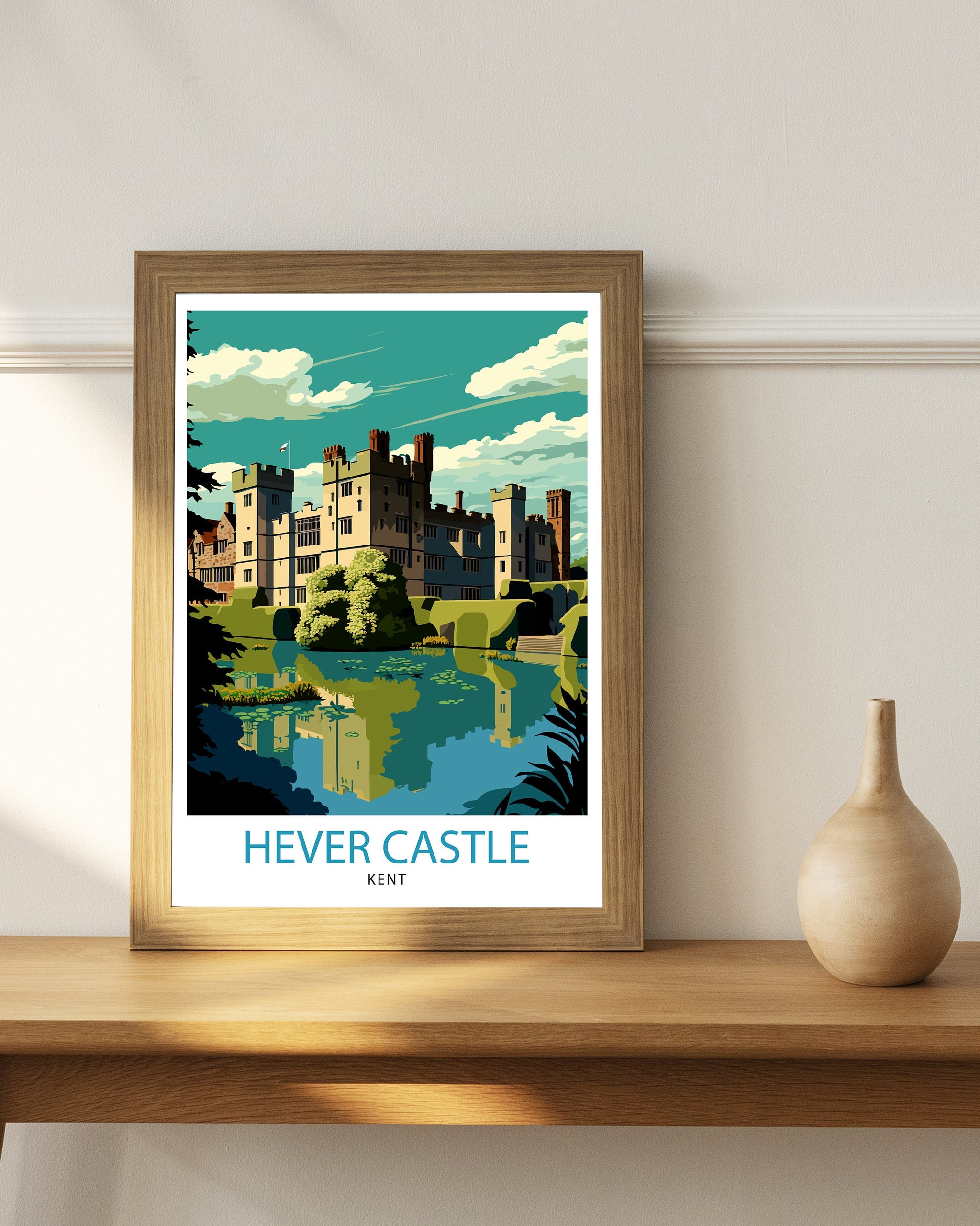 Hever Castle Art Print, Colorful Travel Poster
