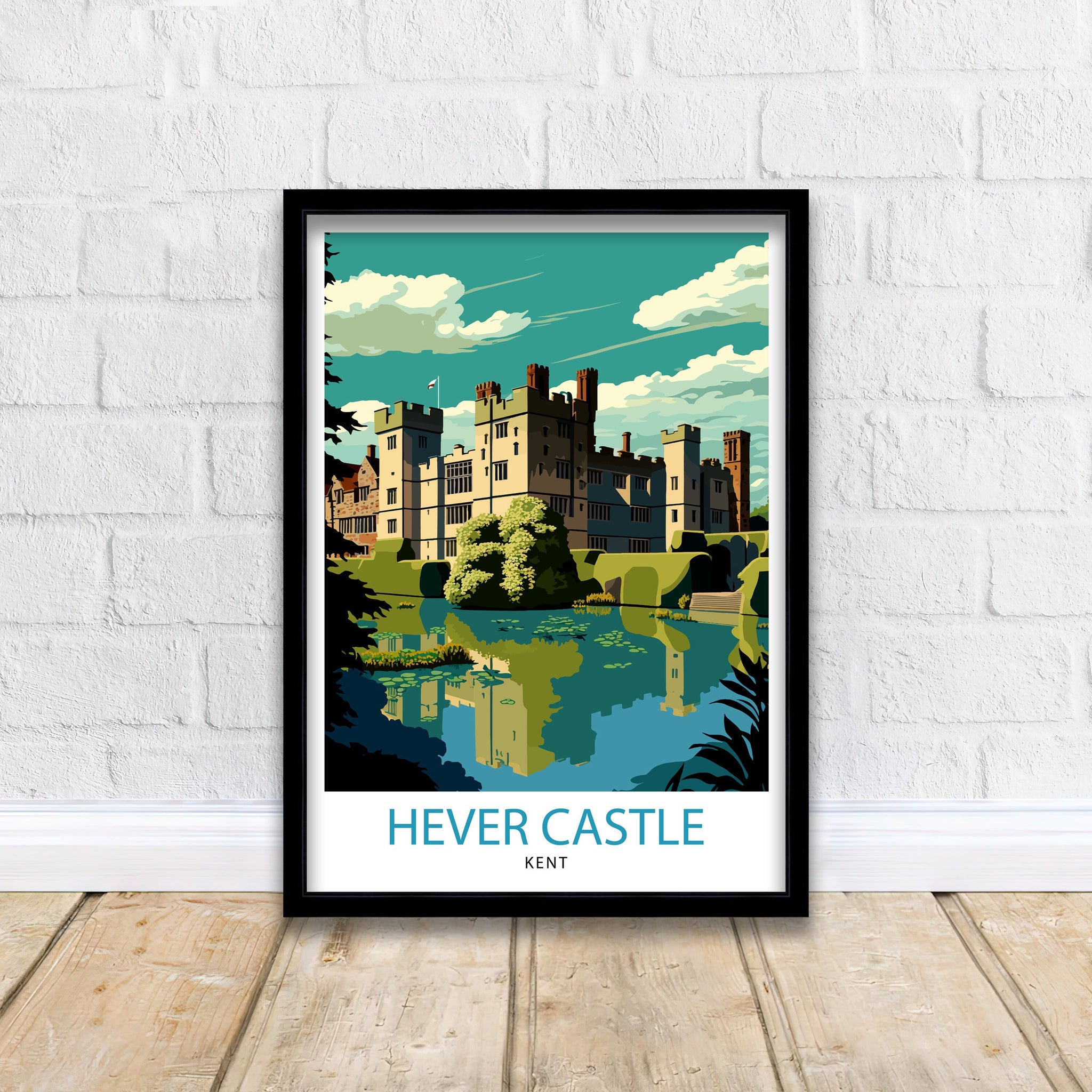 Hever Castle Art Print, Colorful Travel Poster