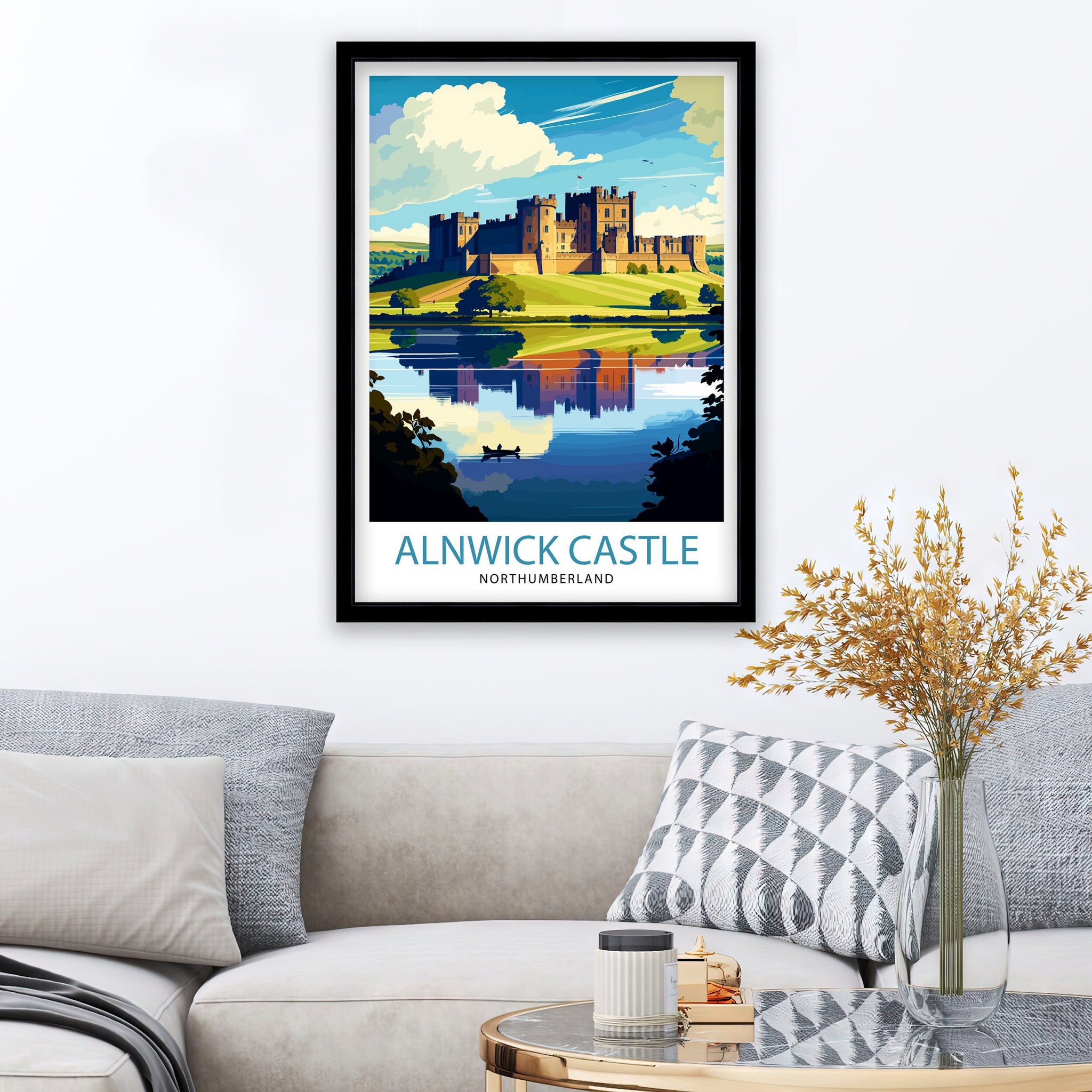 Alnwick Castle Illustration, Travel Art Print