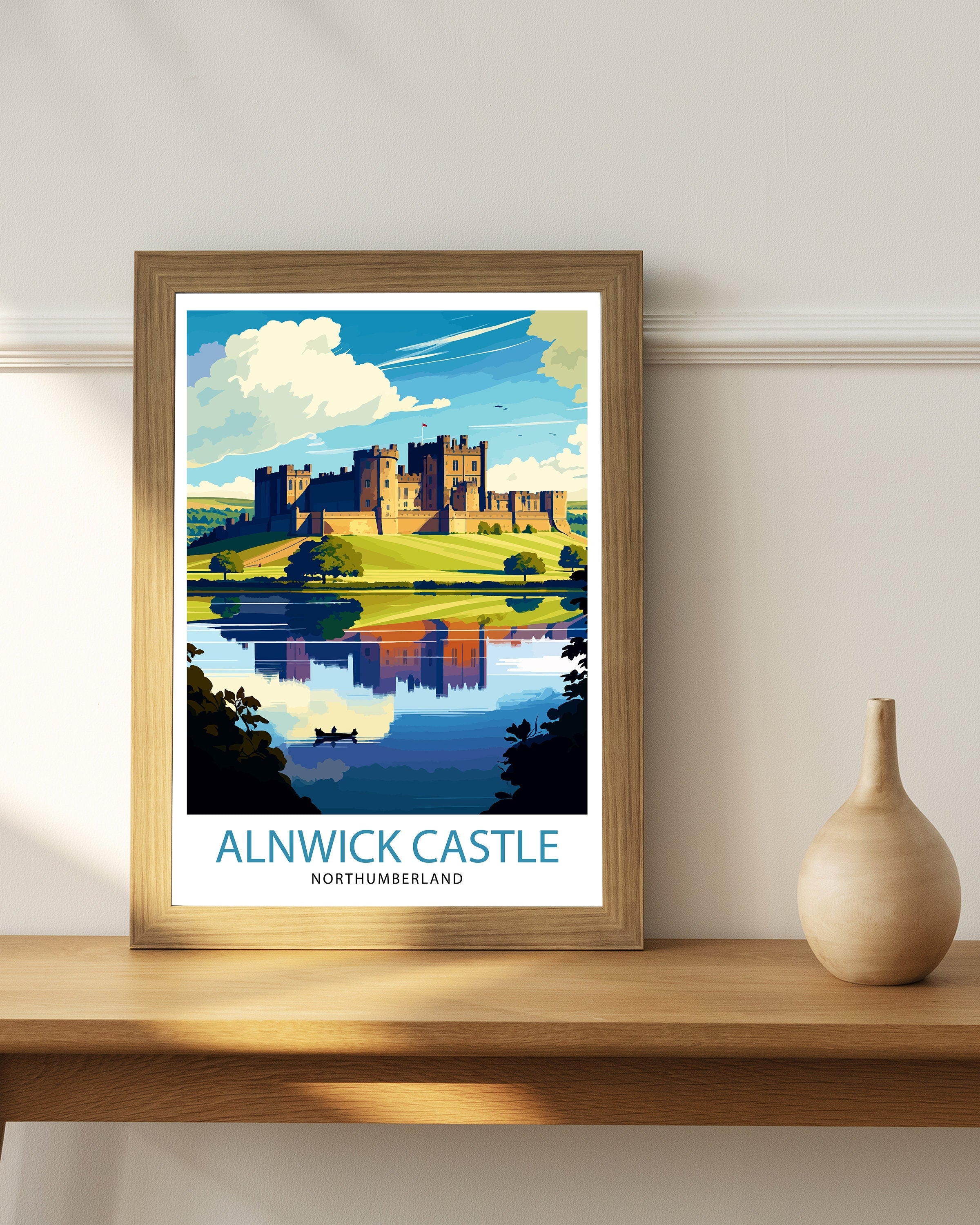 Alnwick Castle Illustration, Travel Art Print