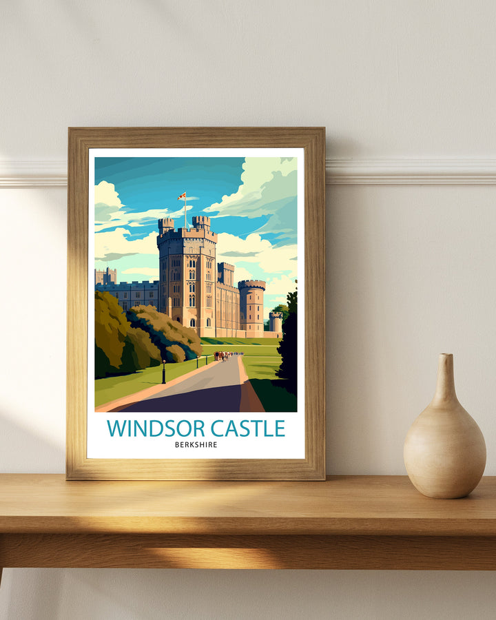 Windsor Castle Travel Print Windsor Castle Wall Decor Windsor Castle Illustration Travel Poster England Home Decor