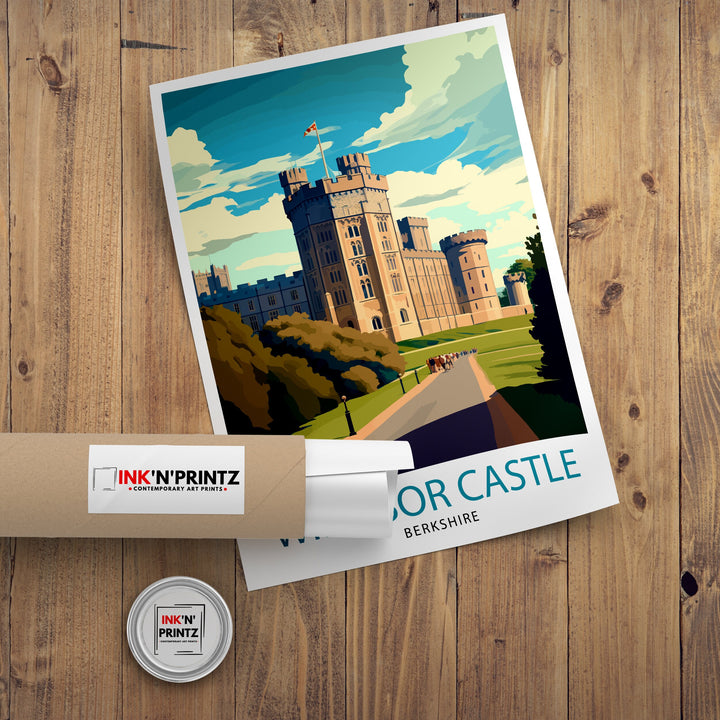 Windsor Castle Travel Print Windsor Castle Wall Decor Windsor Castle Illustration Travel Poster England Home Decor