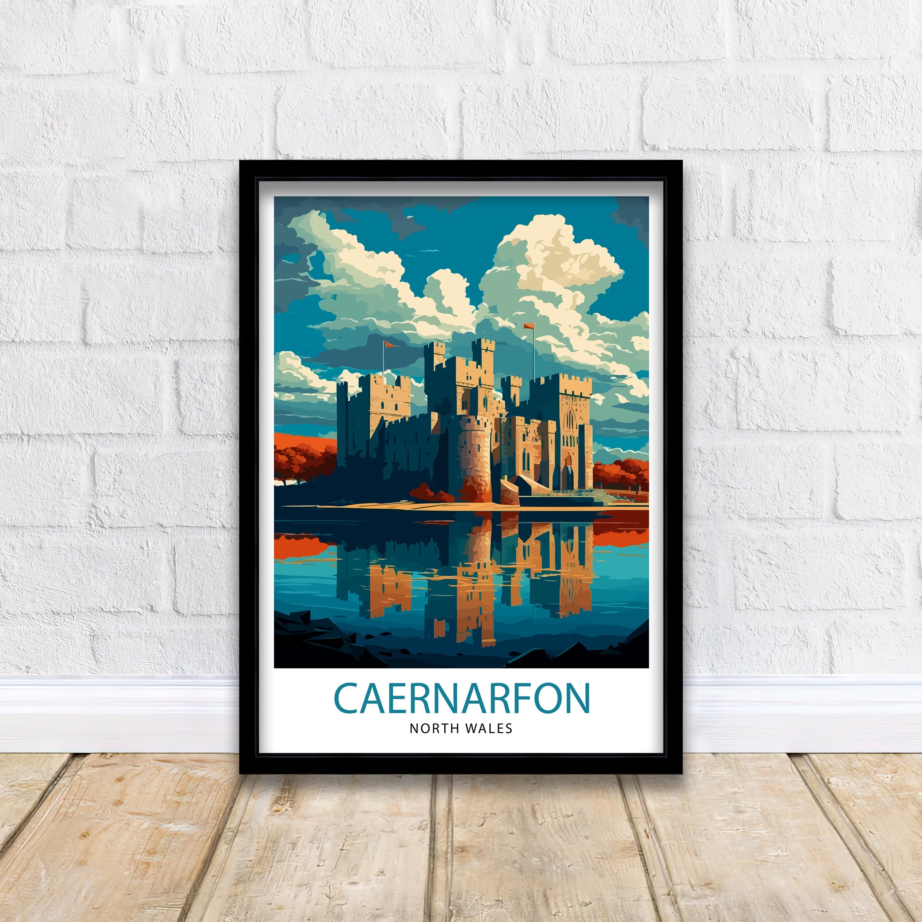 Caernarfon Castle Illustration Print: Wales Travel Poster