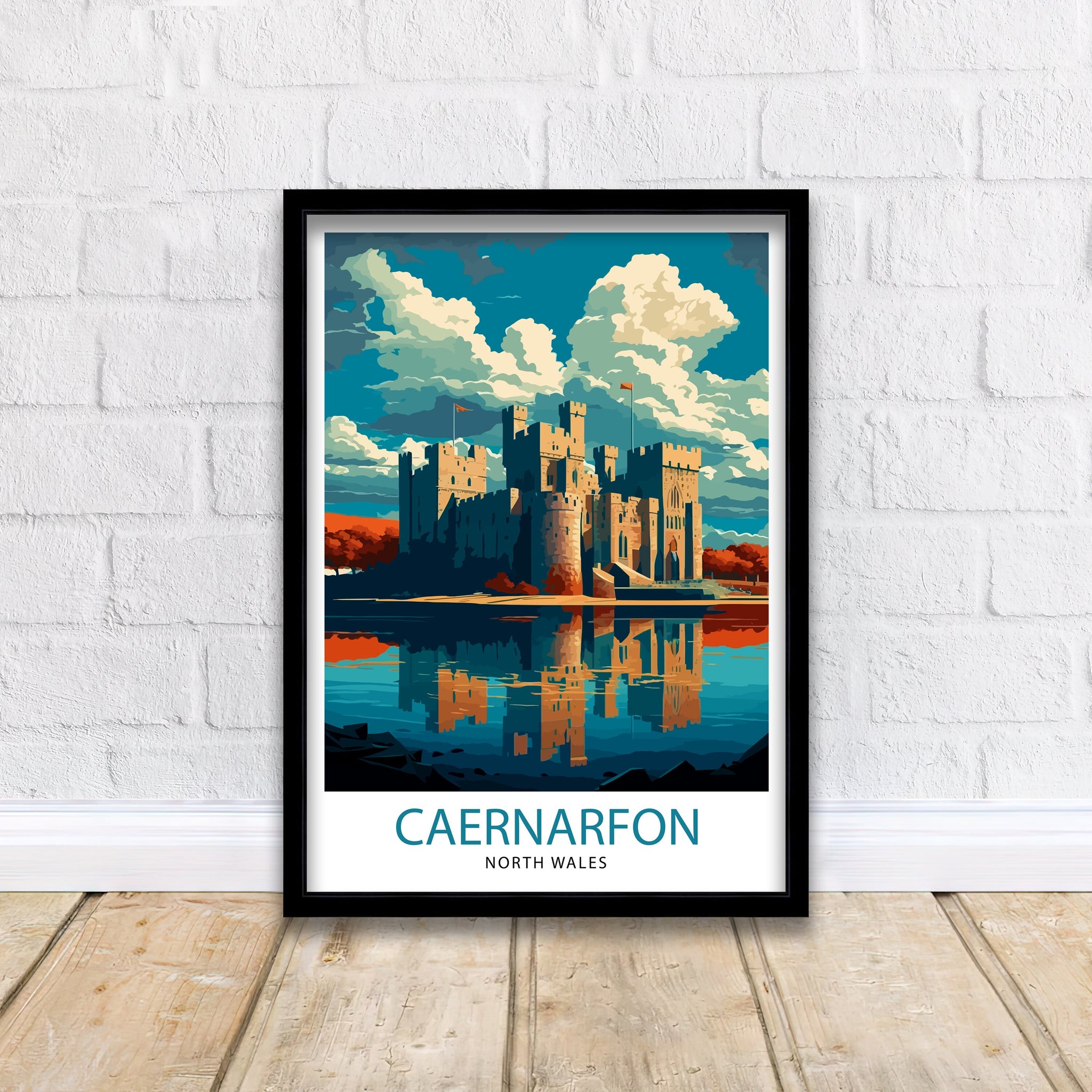 Caernarfon Castle Illustration Print: Wales Travel Poster