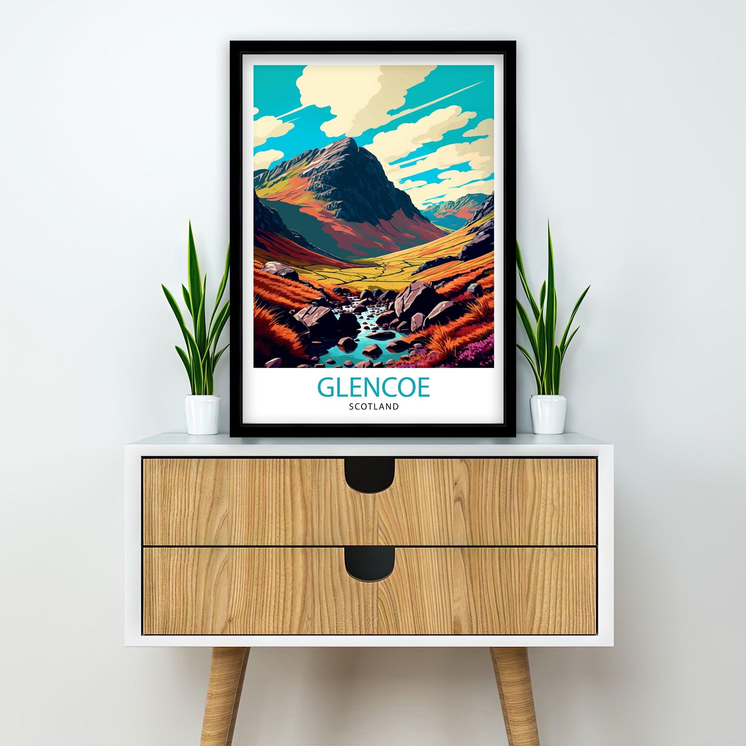 Glencoe Scotland Landscape Print, Scottish Highlands Travel Poster
