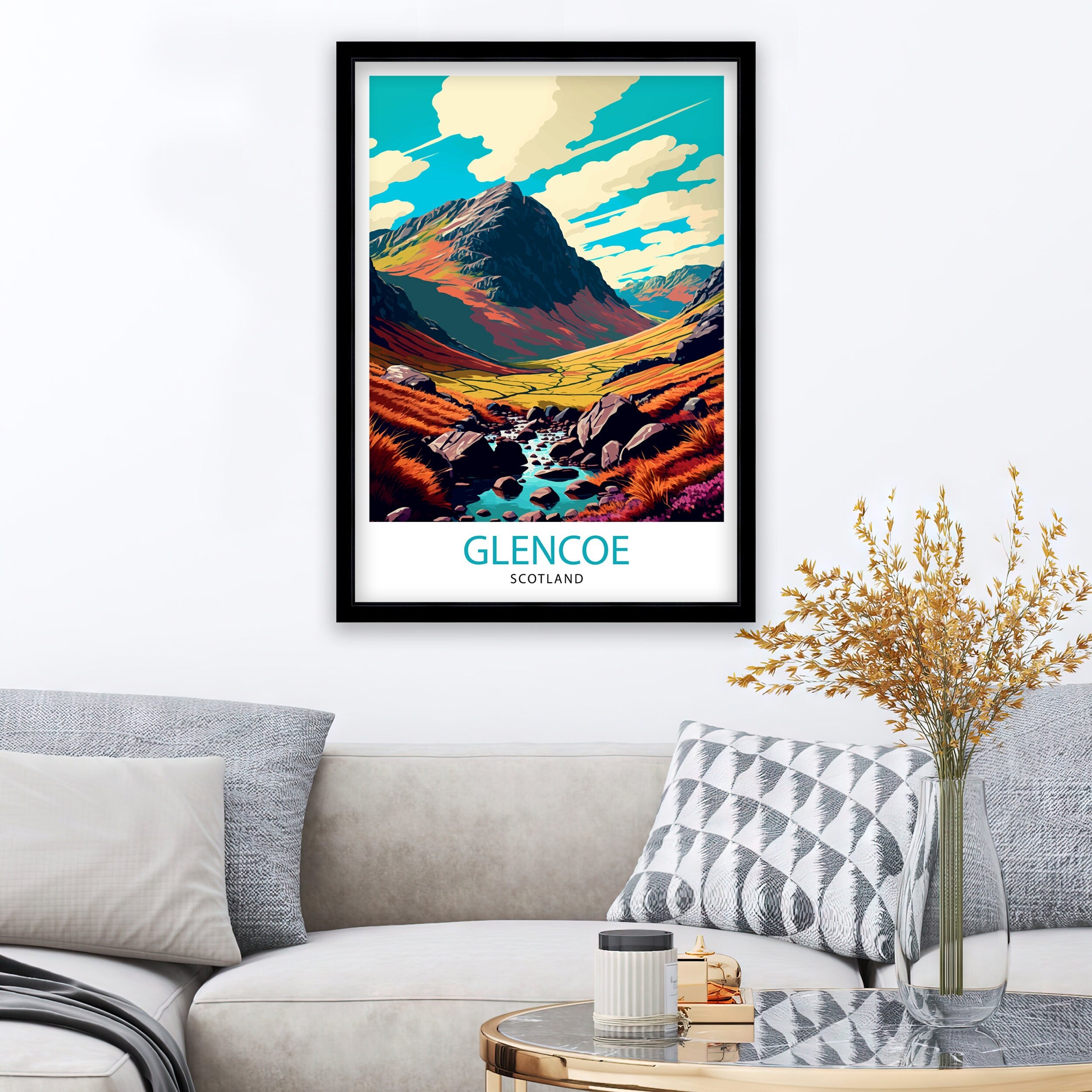 Glencoe Scotland Landscape Print, Scottish Highlands Travel Poster