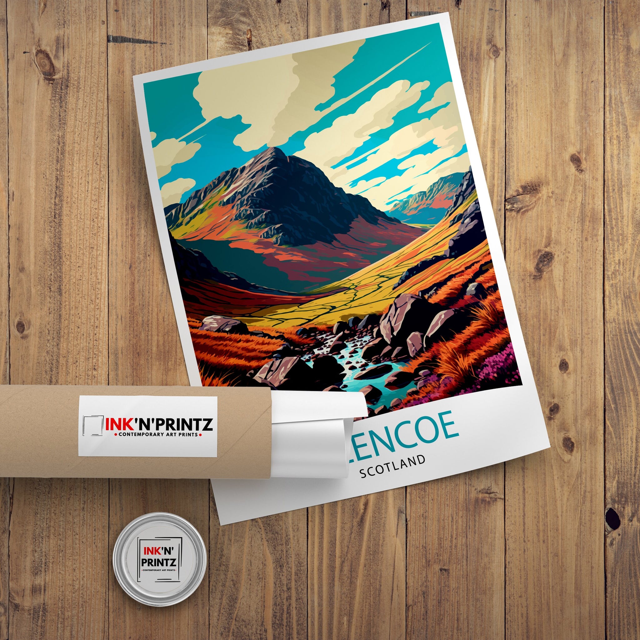 Glencoe Scotland Landscape Print, Scottish Highlands Travel Poster