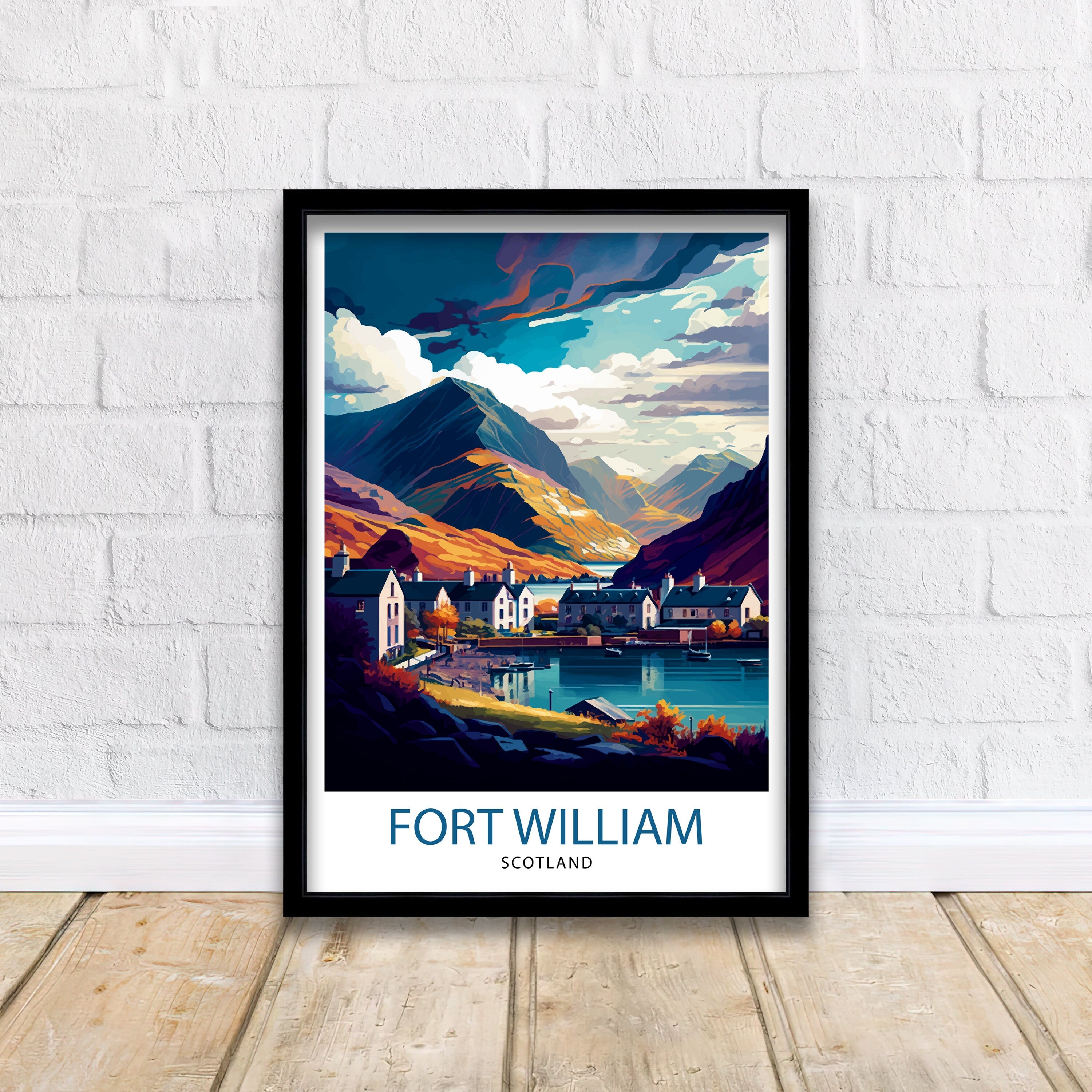 Fort William Scotland Travel Print Fort William Wall Art Scotland Illustration Travel Poster Gift For Scotland Home Decor