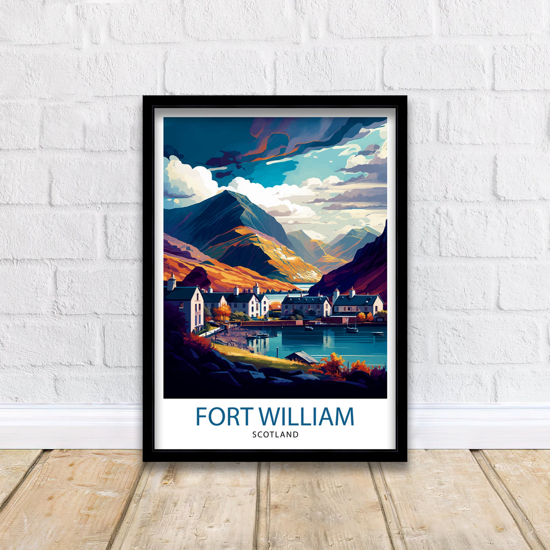 Fort William Scotland Travel Poster Fort William Wall Art Scotland Illustration Travel Poster Gift For Scotland Home Decor