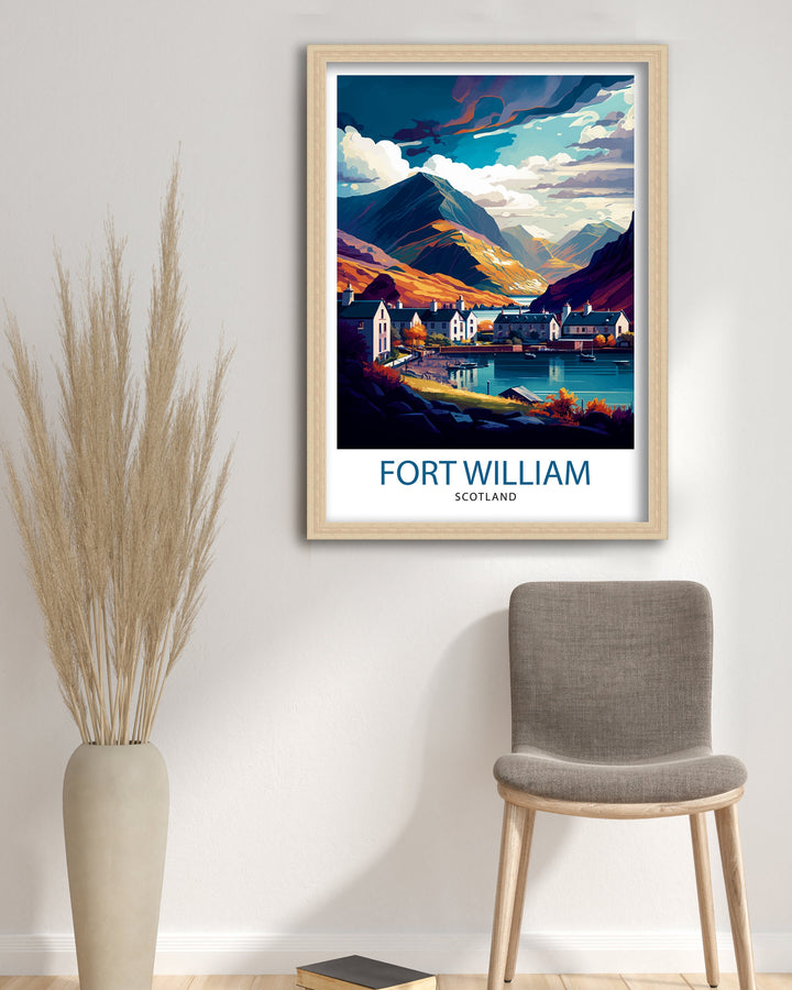 Fort William Scotland Travel Poster Fort William Wall Art Scotland Illustration Travel Poster Gift For Scotland Home Decor