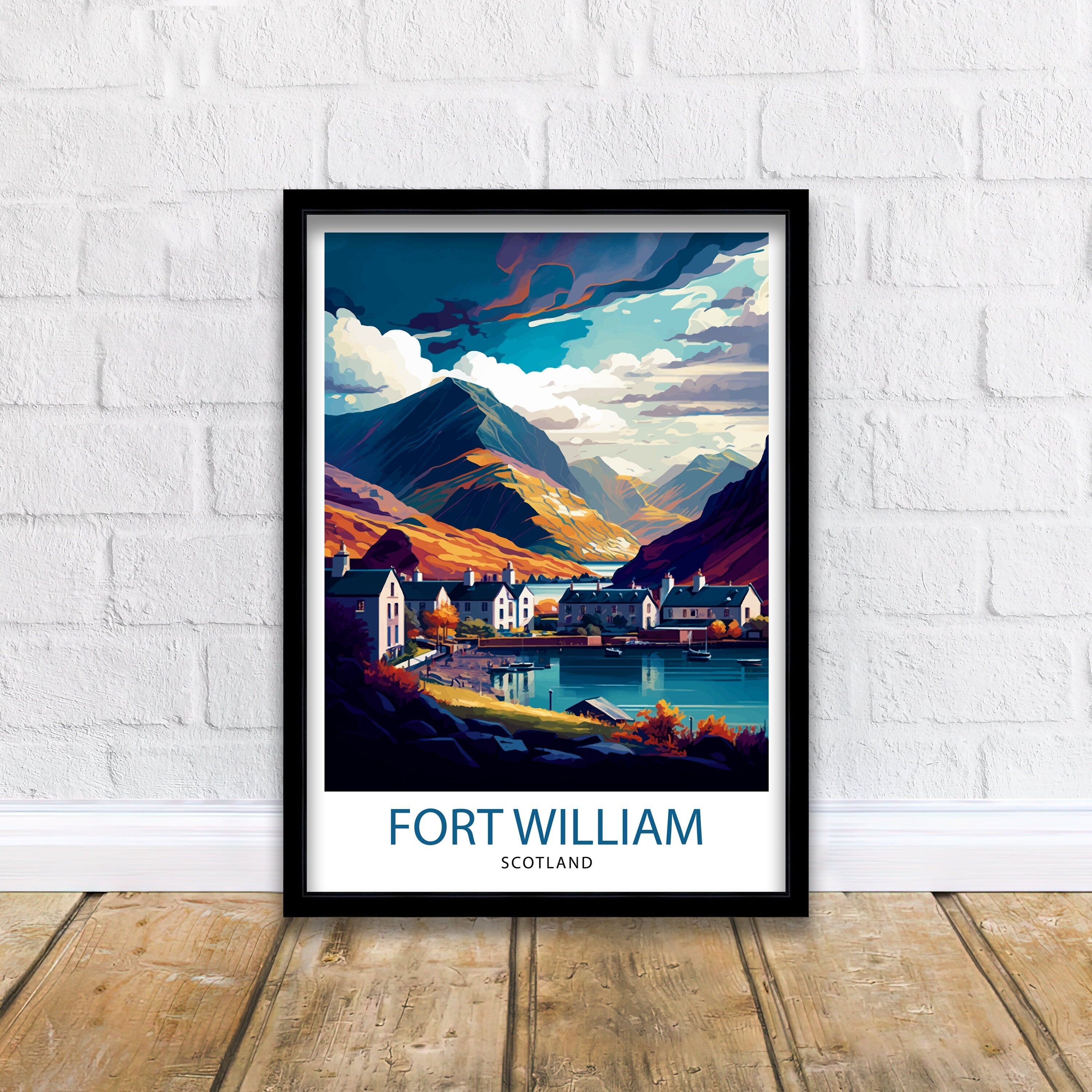 Fort William Scotland Travel Print Fort William Wall Art Scotland Illustration Travel Poster Gift For Scotland Home Decor