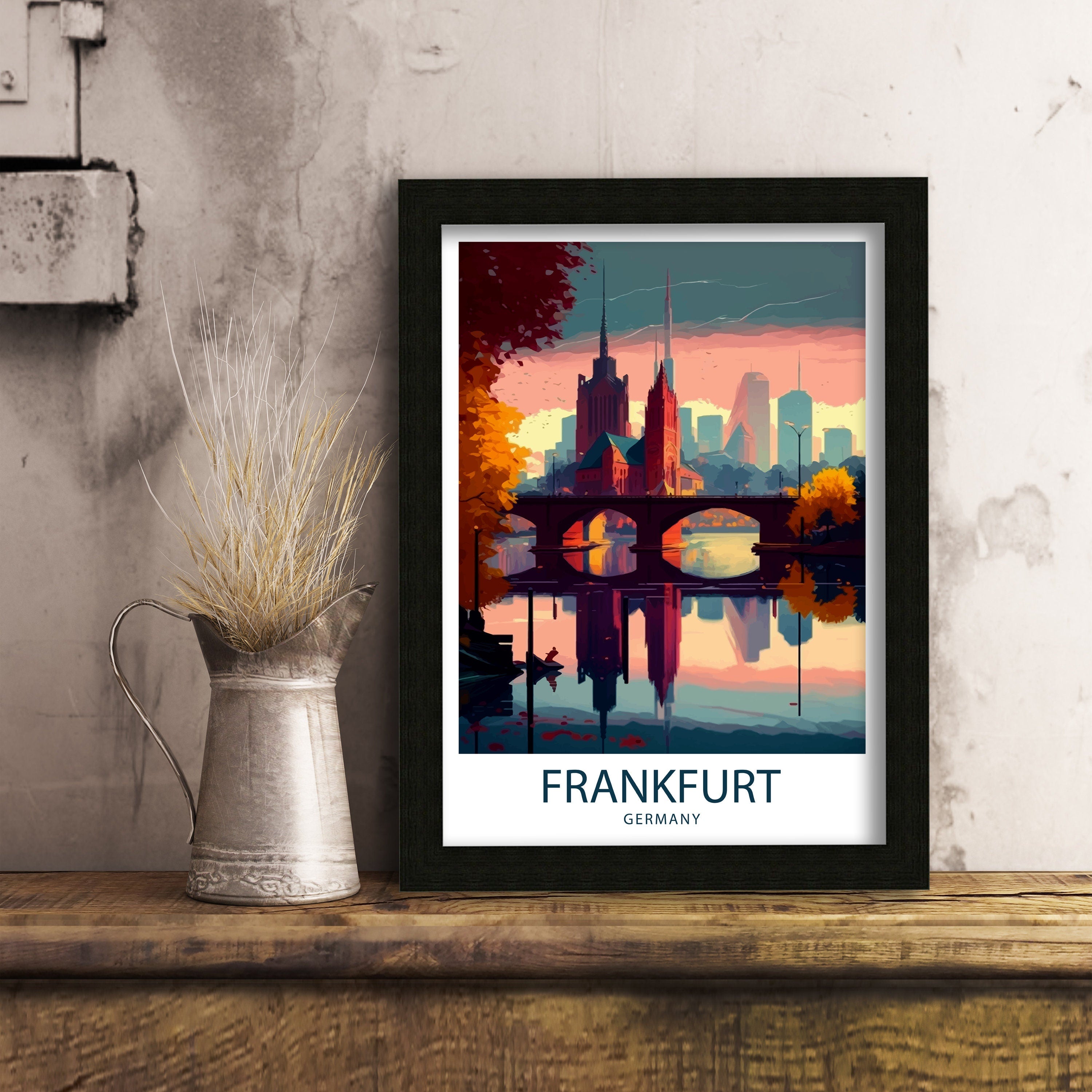 Frankfurt Germany Travel Print Frankfurt Wall Art Germany Travel Poster Frankfurt Illustration Germany Wall Decor Frankfurt Gift