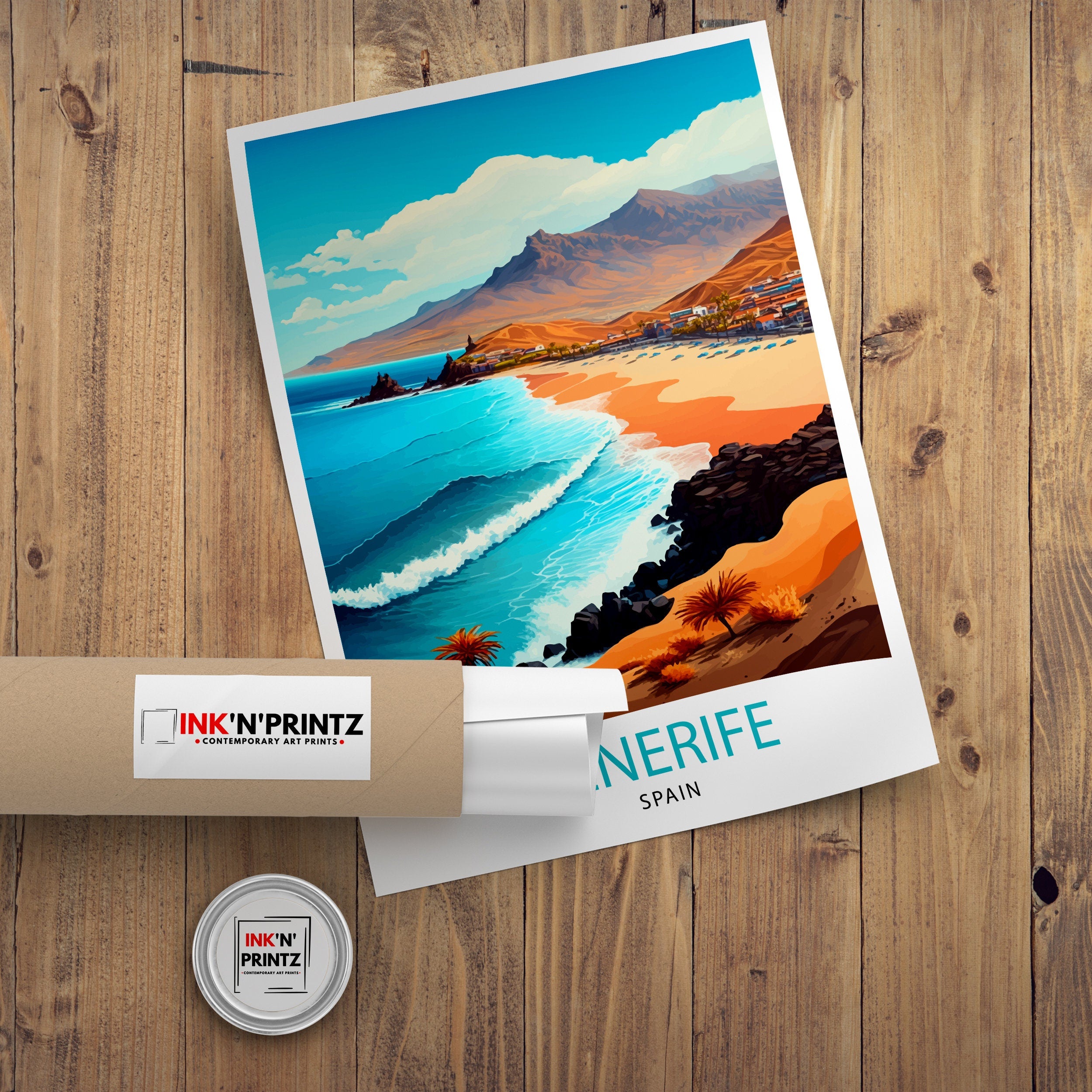 Tenerife Beach Print, Spain Travel Poster