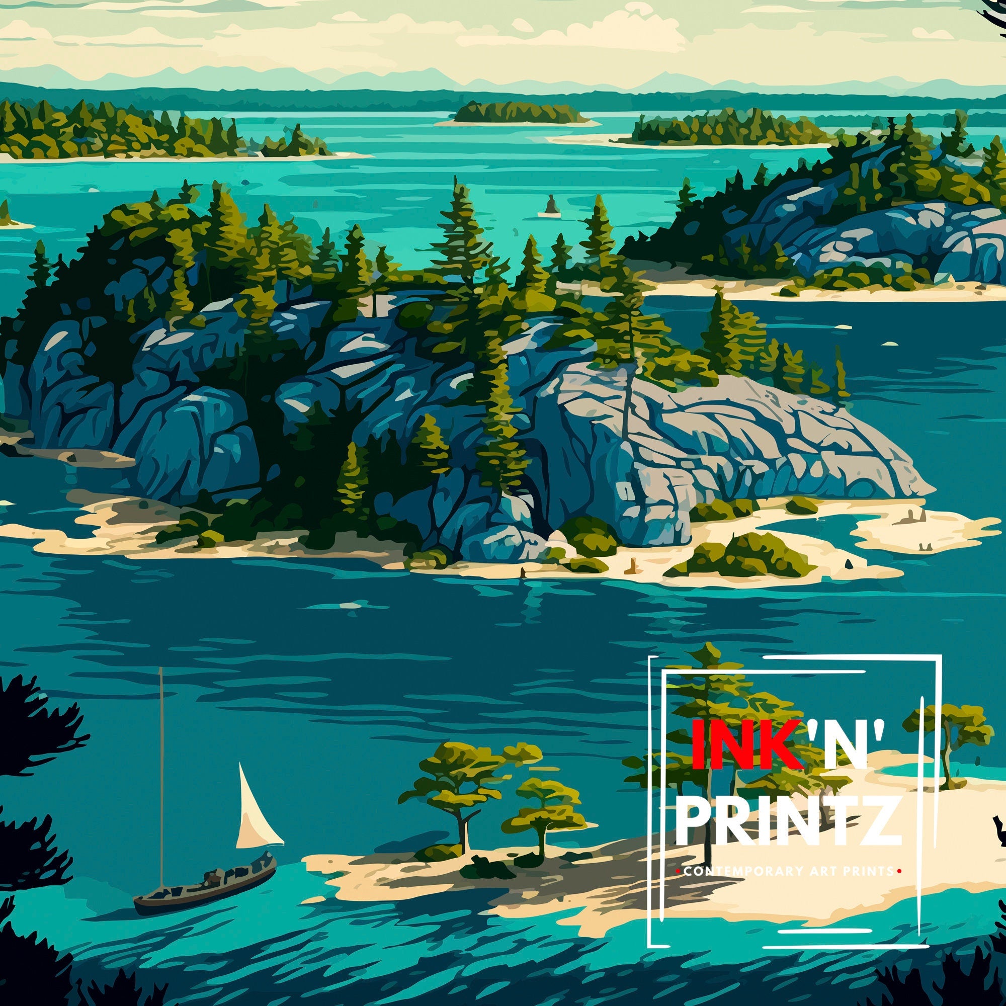 Thousand Islands Canada Travel Illustration Print
