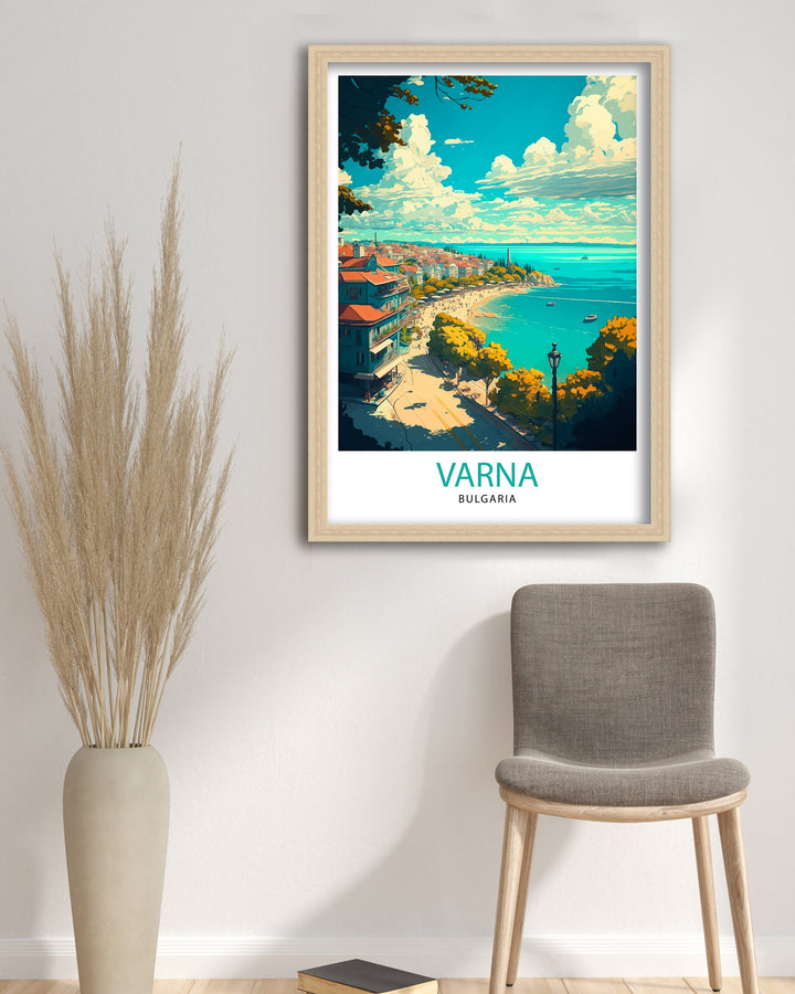 Varna Bulgaria Travel Poster , Varna Wall Art, Varna Home Decor, Varna Illustration, Bulgaria Travel Poster, Gift For Bulgaria Home Decor