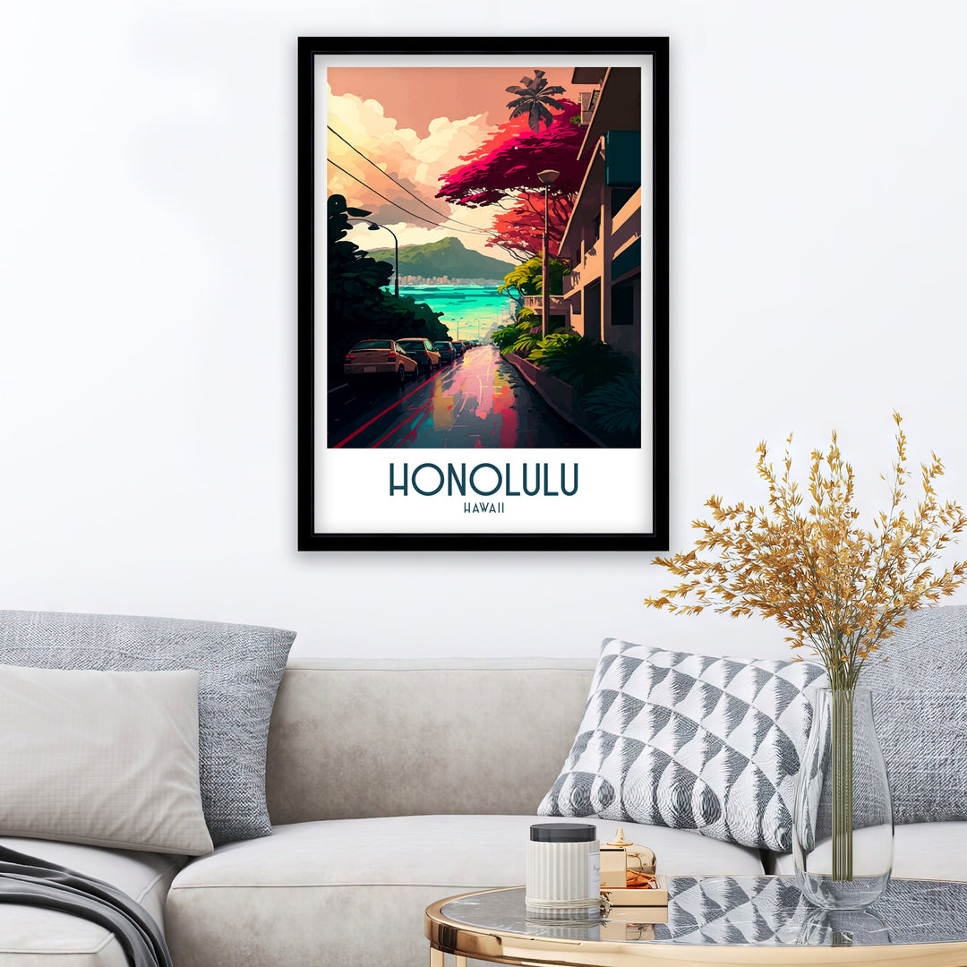 Honolulu Hawaii Travel Poster