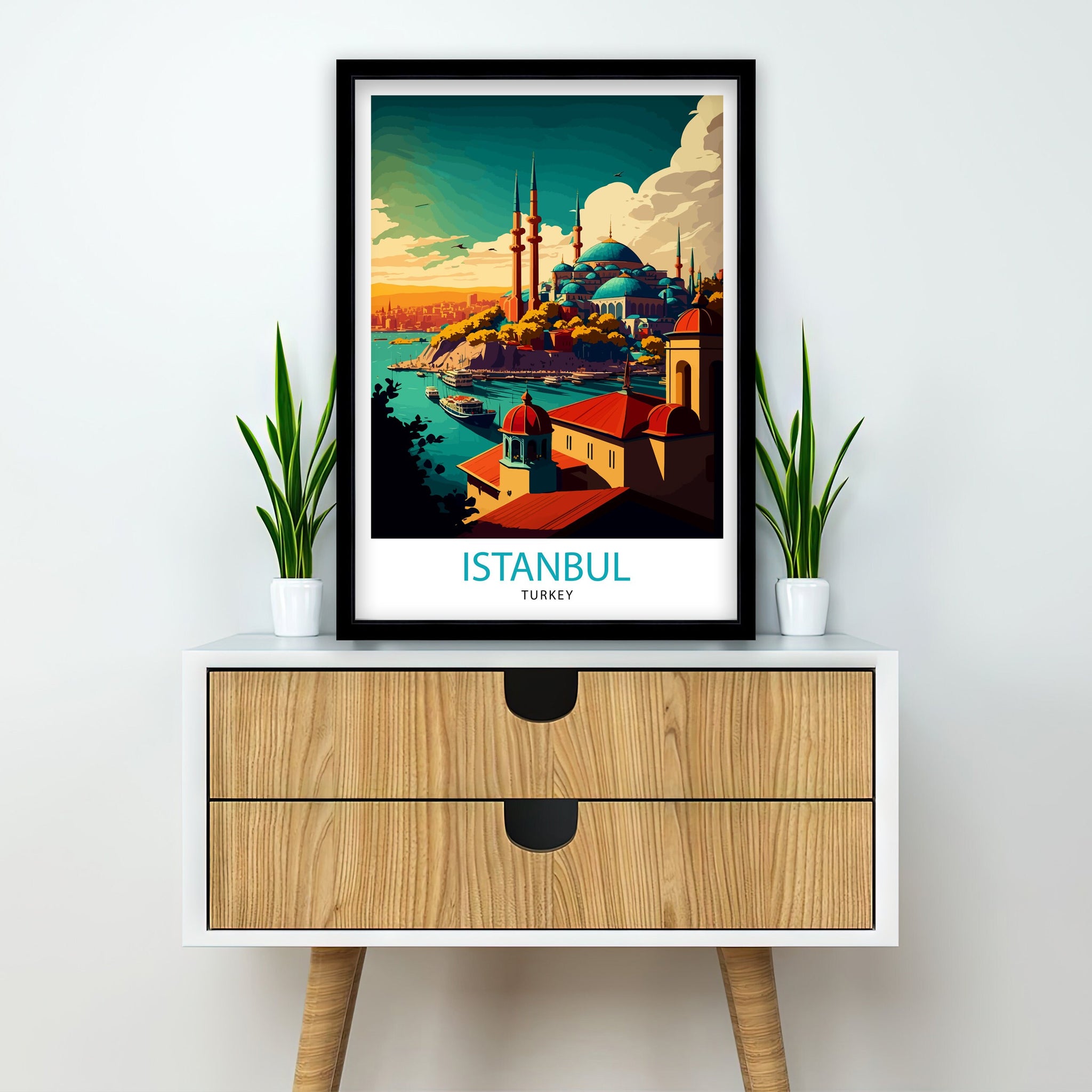 Istanbul Travel Print | Colorful Turkey Illustration, Home Decor