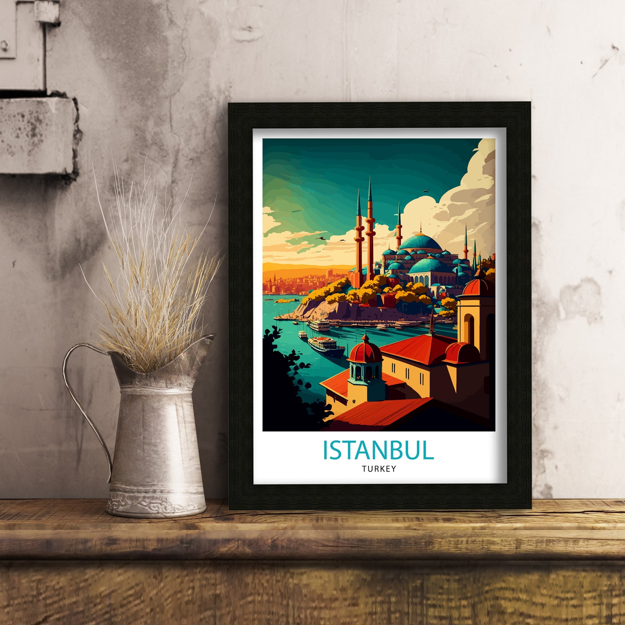 Istanbul Travel Print | Colorful Turkey Illustration, Home Decor