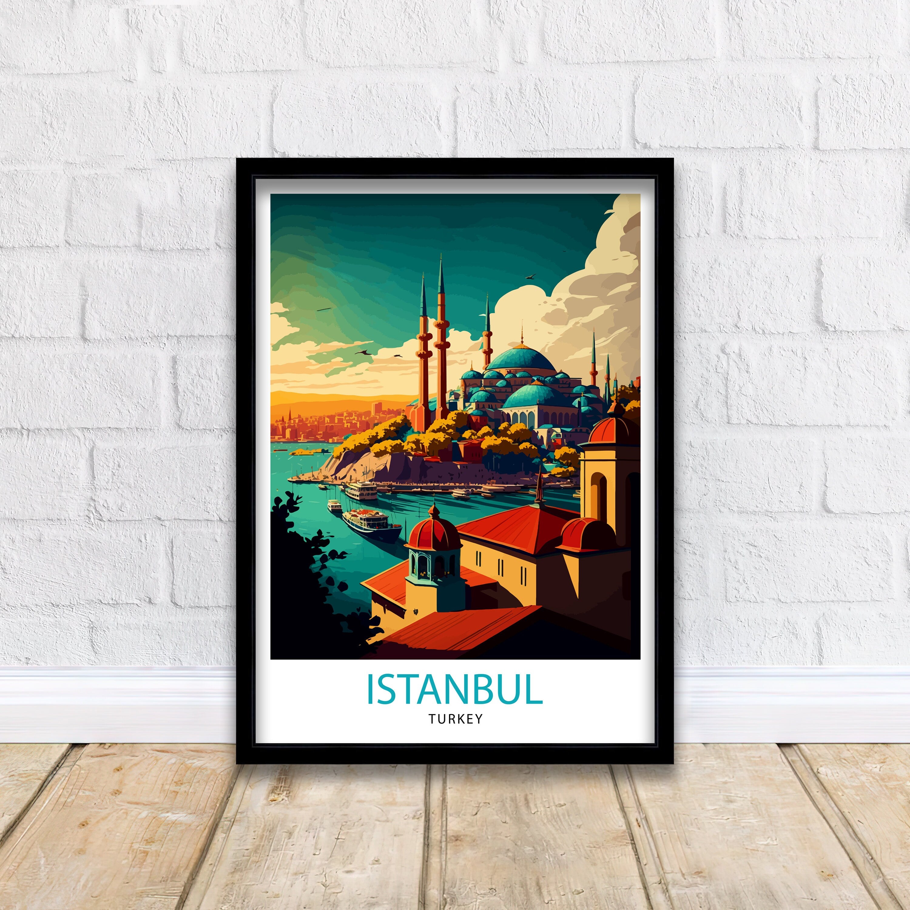 Istanbul Travel Print | Colorful Turkey Illustration, Home Decor