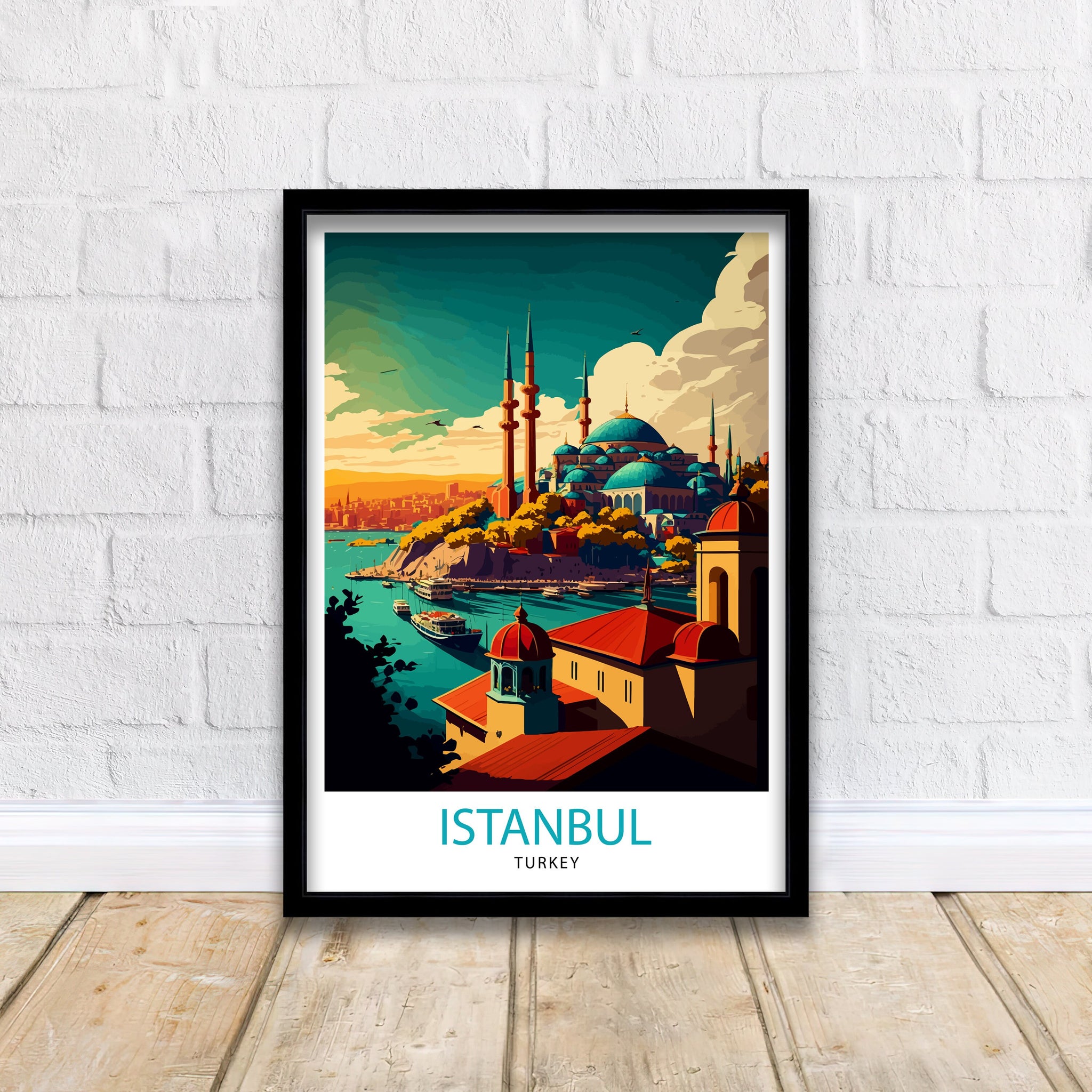 Istanbul Travel Print | Colorful Turkey Illustration, Home Decor
