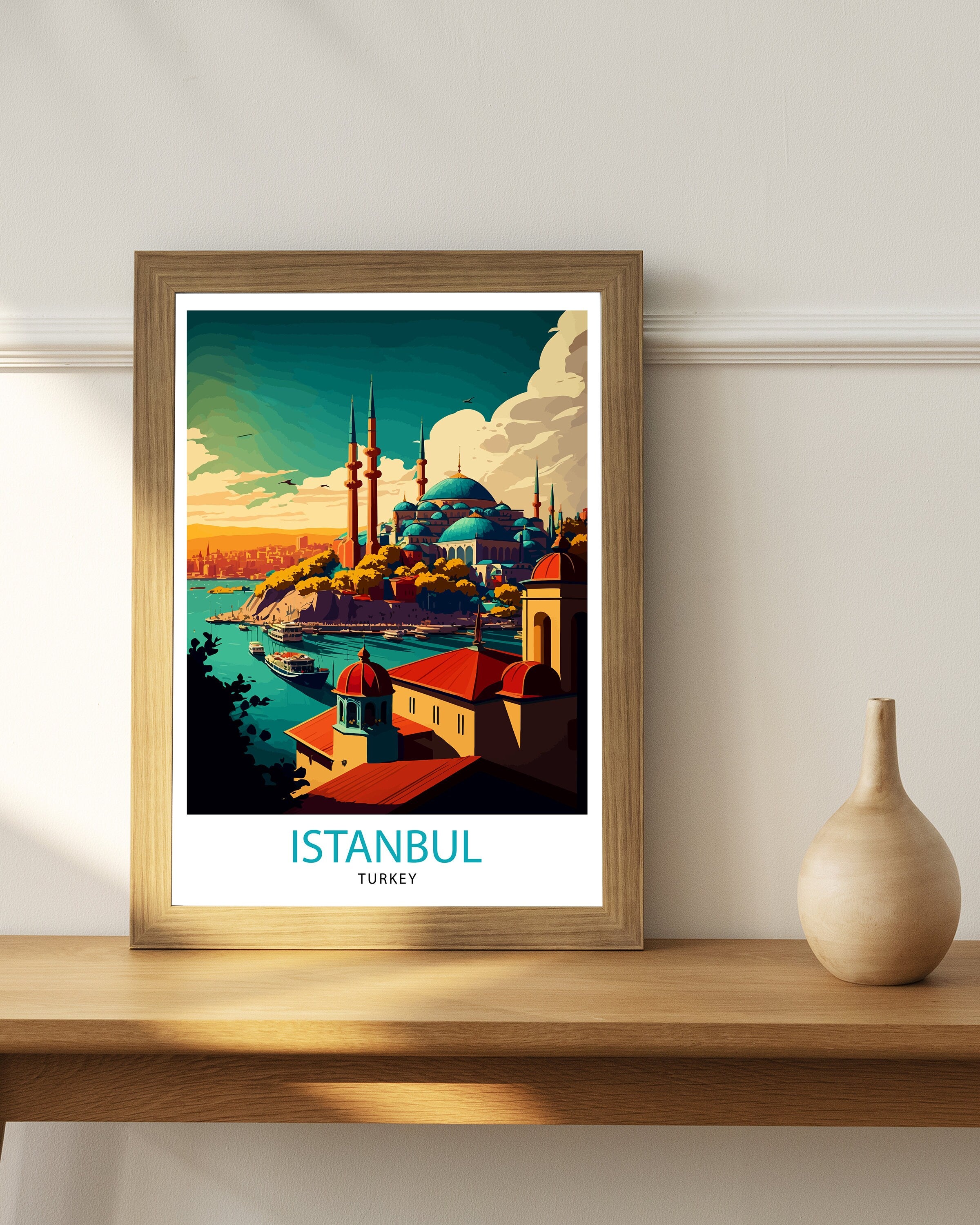 Istanbul Travel Print | Colorful Turkey Illustration, Home Decor