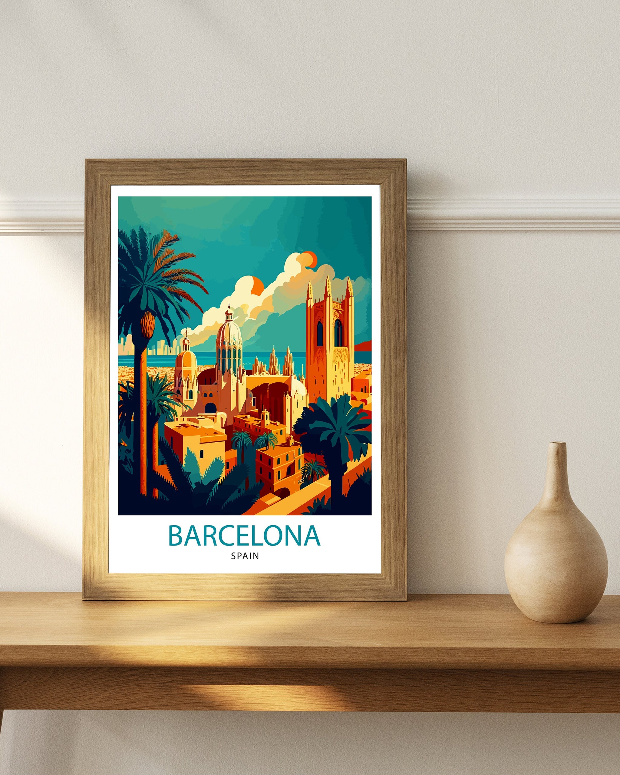 Barcelona Spain Travel Print Barcelona Wall Decor Spain Illustration Travel Poster Barcelona Gift Spain Home Decor