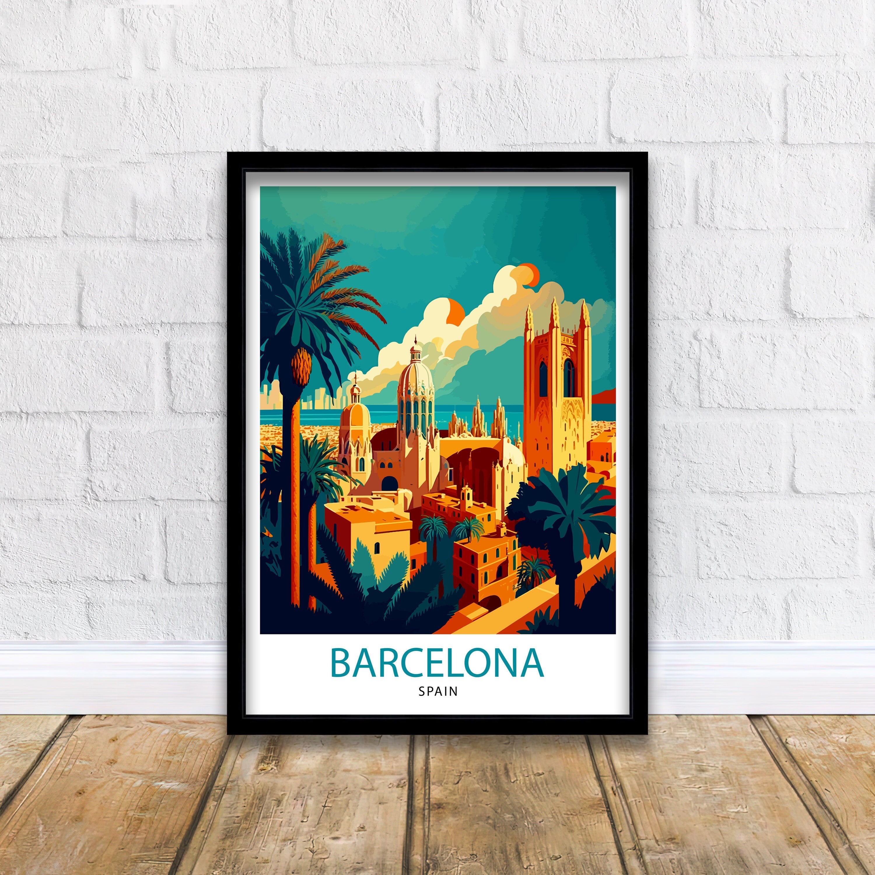 Barcelona Spain Travel Print Barcelona Wall Decor Spain Illustration Travel Poster Barcelona Gift Spain Home Decor