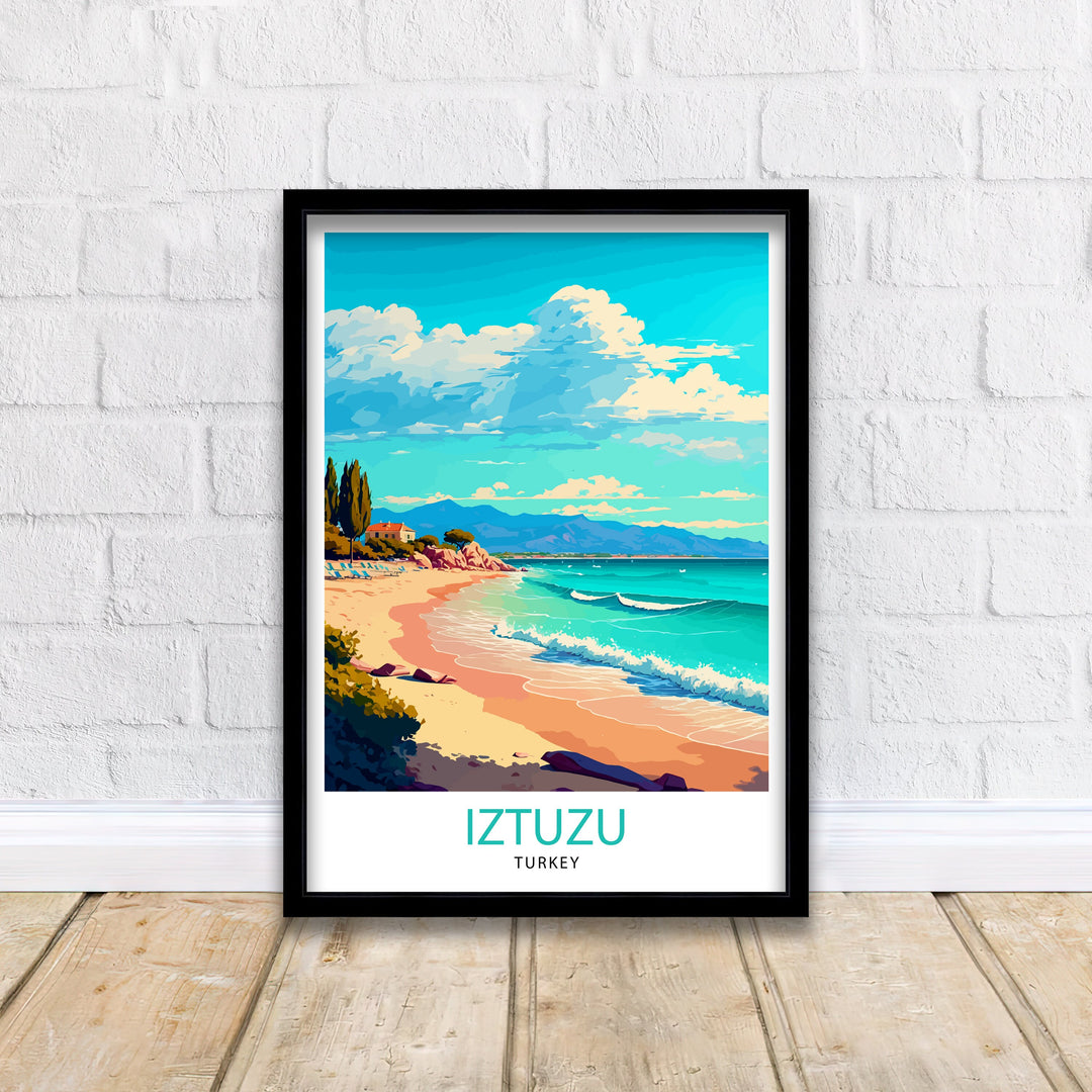 Iztuzu Beach Turkey Travel Poster Iztuzu Beach Wall Art Iztuzu Beach Home Decor Turkey Illustration Travel Poster Gift Turkey Home Decor