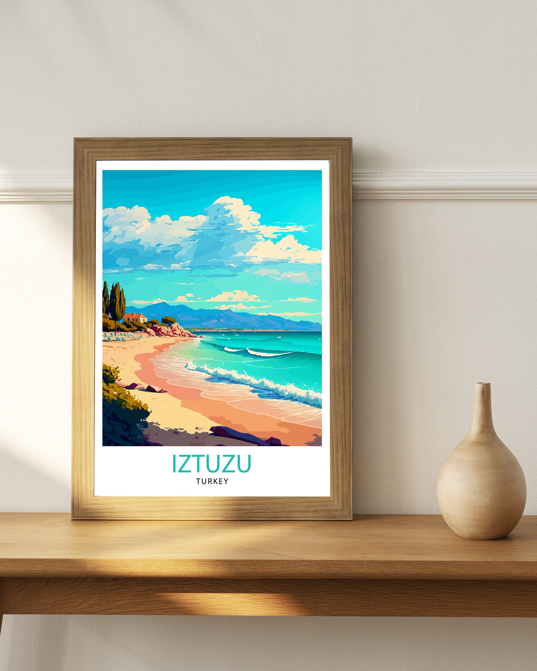 Iztuzu Beach Turkey Travel Poster Iztuzu Beach Wall Art Iztuzu Beach Home Decor Turkey Illustration Travel Poster Gift Turkey Home Decor