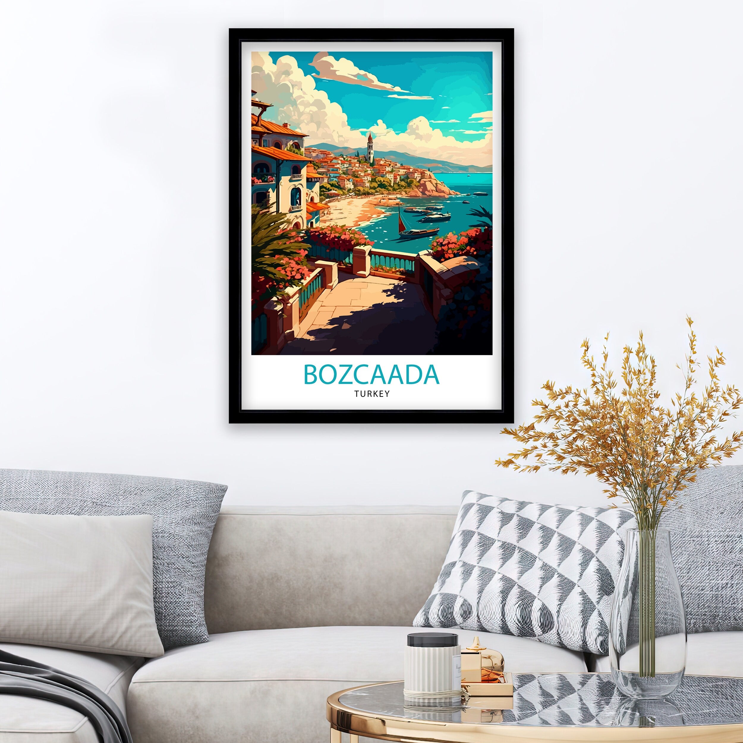 Bozcaada Turkey Travel Print Bozcaada Wall Art Bozcaada Island Illustration Travel Poster Gift, Turkey Home Decor