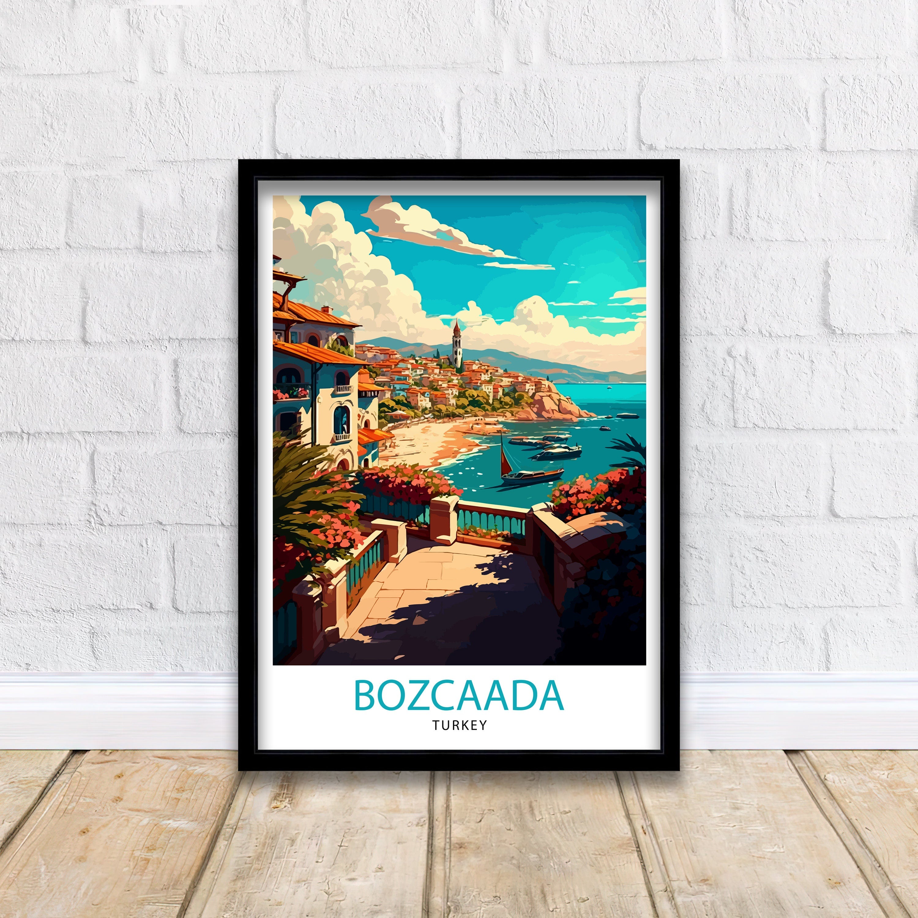 Bozcaada Turkey Travel Print Bozcaada Wall Art Bozcaada Island Illustration Travel Poster Gift, Turkey Home Decor