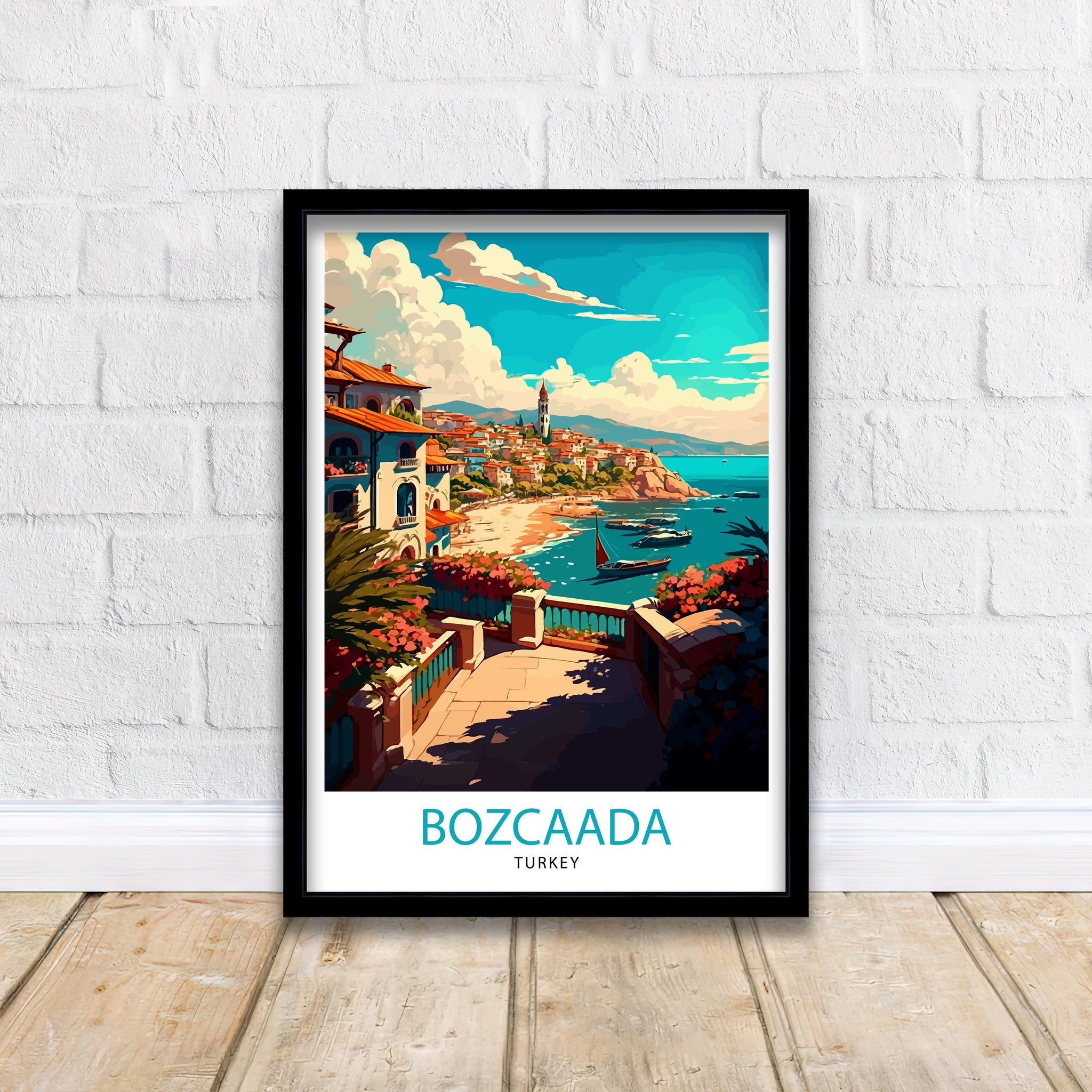 Bozcaada Turkey Travel Print Bozcaada Wall Art Bozcaada Island Illustration Travel Poster Gift, Turkey Home Decor