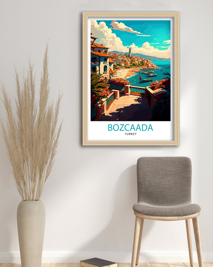 Bozcaada Turkey Travel Poster Bozcaada Wall Art Bozcaada Island Illustration Travel Poster Gift, Turkey Home Decor