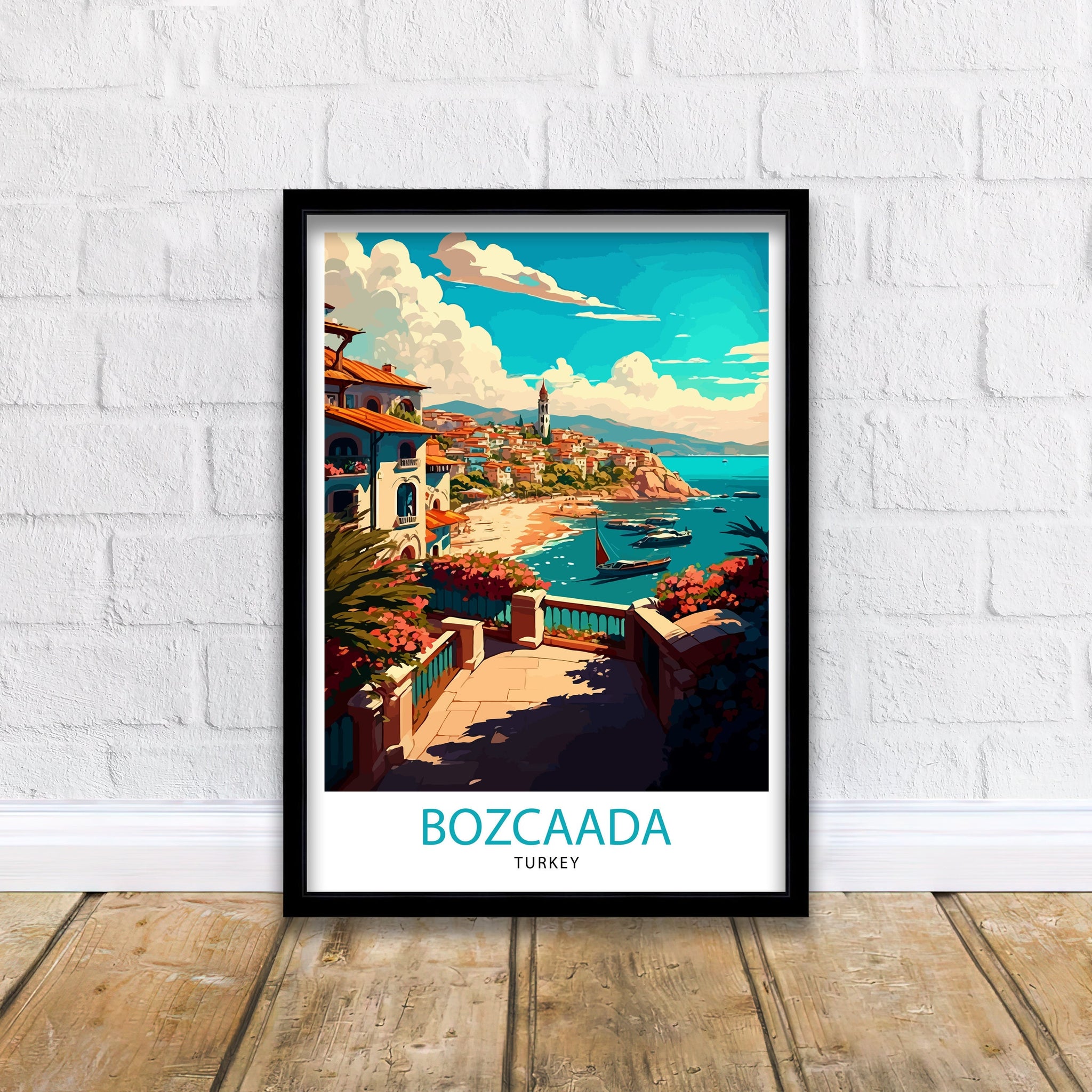 Bozcaada Turkey Travel Print Bozcaada Wall Art Bozcaada Island Illustration Travel Poster Gift, Turkey Home Decor