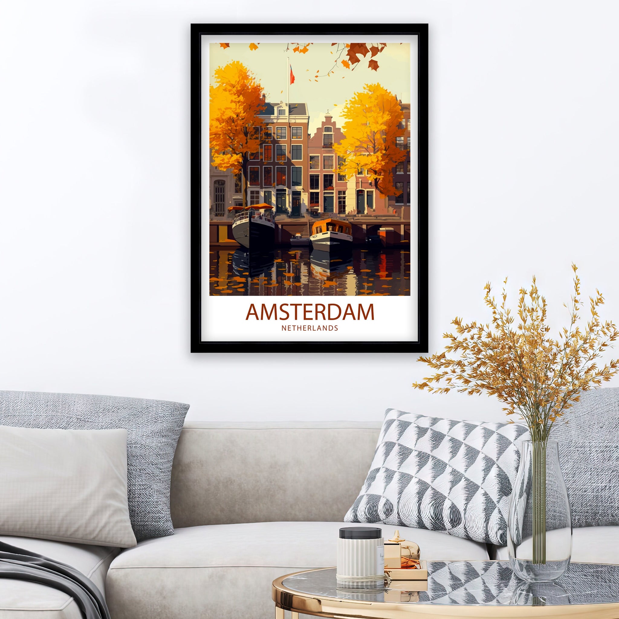 Amsterdam Canal Art Print | Netherlands Travel Poster