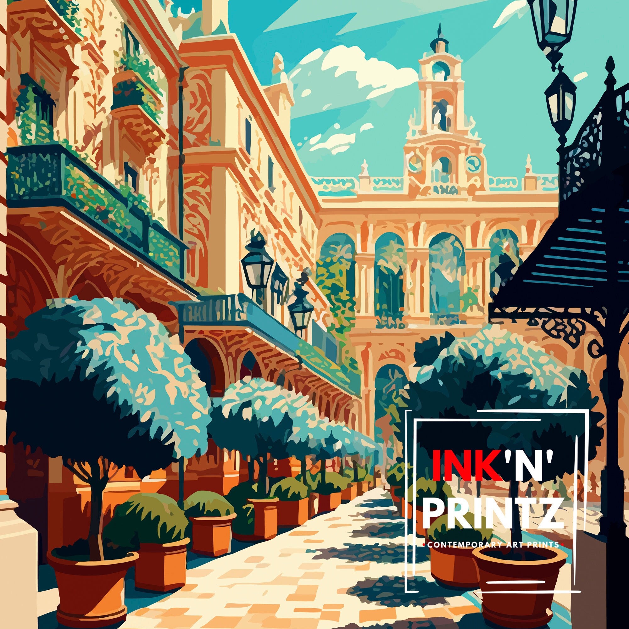 Seville Spain Travel Print Seville Wall Art Seville Home Decor Seville Travel Poster Seville Spain Illustration Gift For Seville Spain