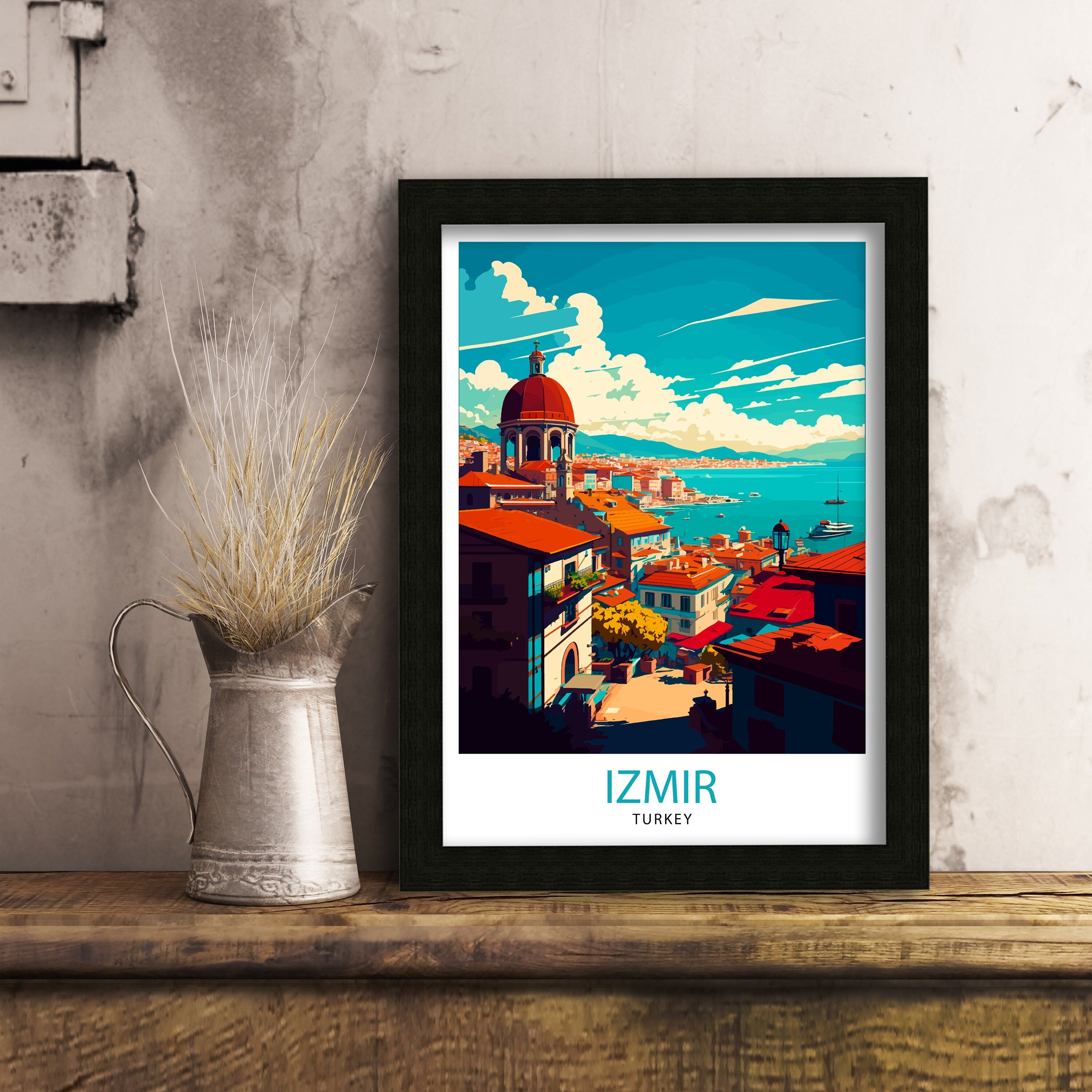 Izmir Turkey Travel Print Izmir Wall Art Turkey Illustration Travel Poster Izmir Home Decor Gift For Travelers