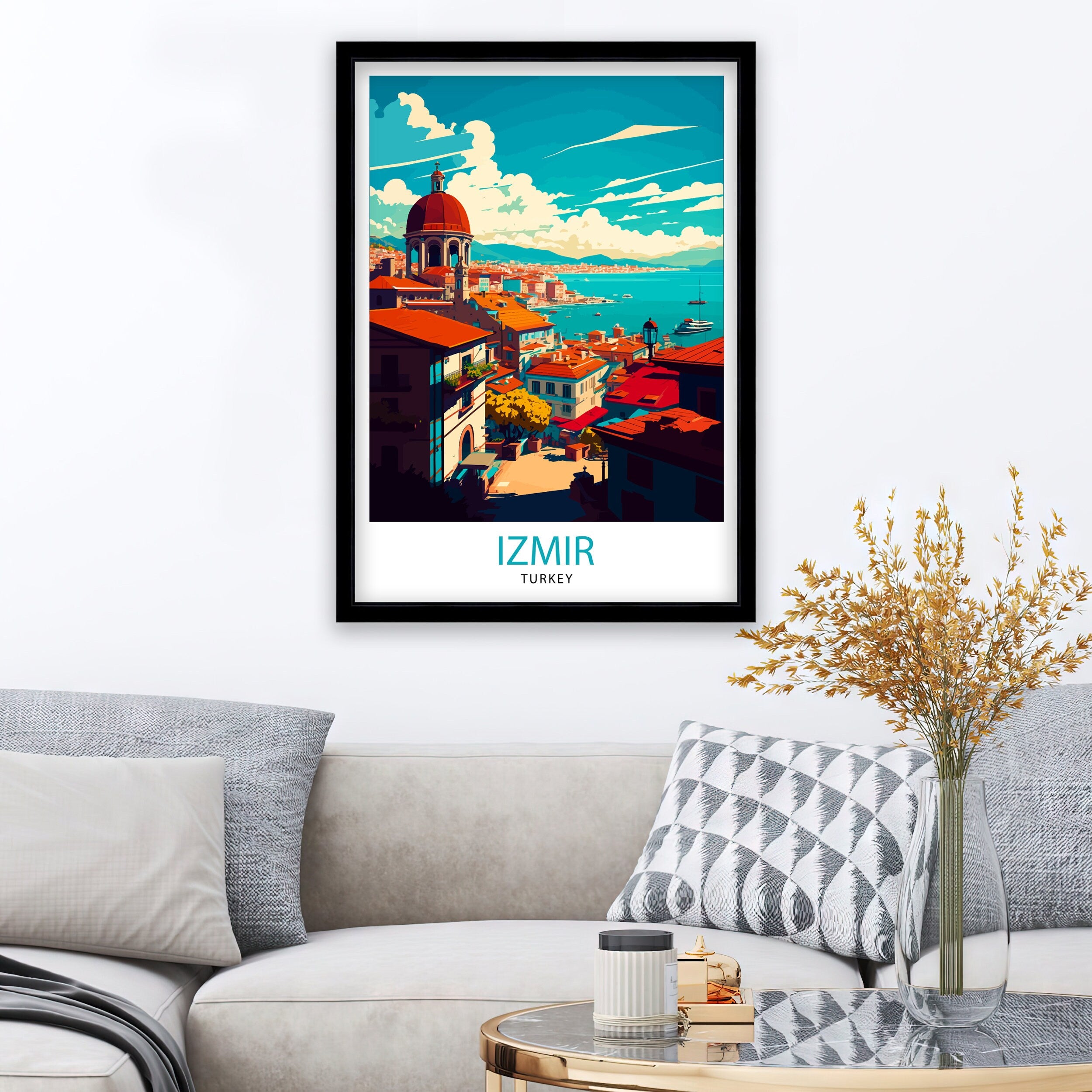 Izmir Turkey Travel Print Izmir Wall Art Turkey Illustration Travel Poster Izmir Home Decor Gift For Travelers