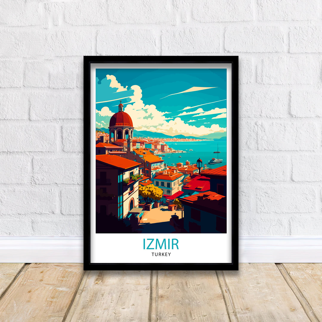 Izmir Turkey Travel Poster Izmir Wall Art Turkey Illustration Travel Poster Izmir Home Decor Gift For Travelers