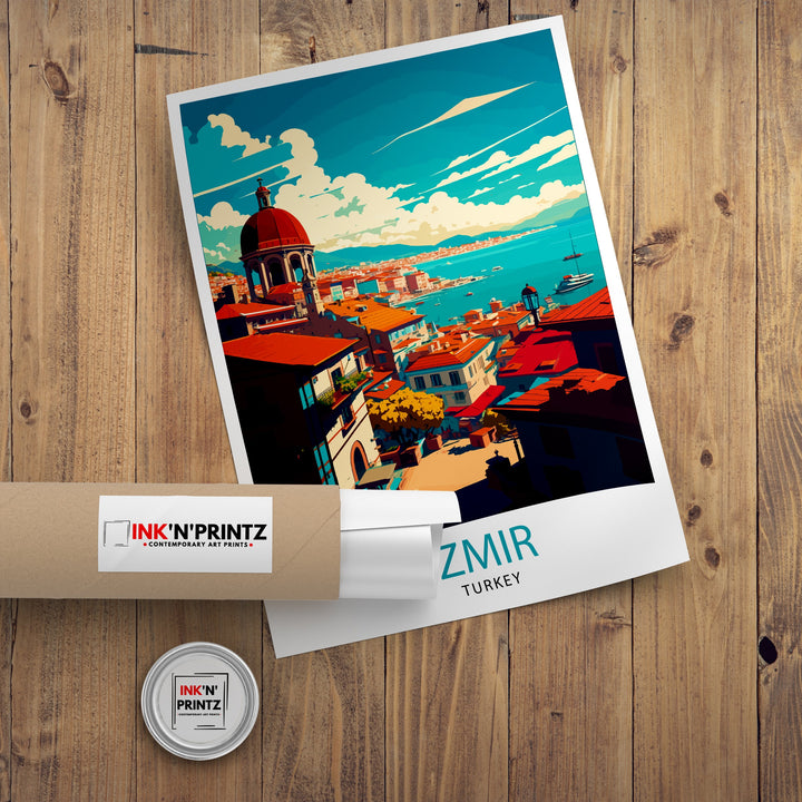 Izmir Turkey Travel Poster Izmir Wall Art Turkey Illustration Travel Poster Izmir Home Decor Gift For Travelers