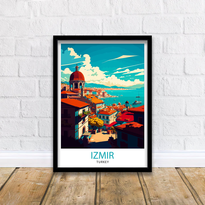 Izmir Turkey Travel Poster Izmir Wall Art Turkey Illustration Travel Poster Izmir Home Decor Gift For Travelers