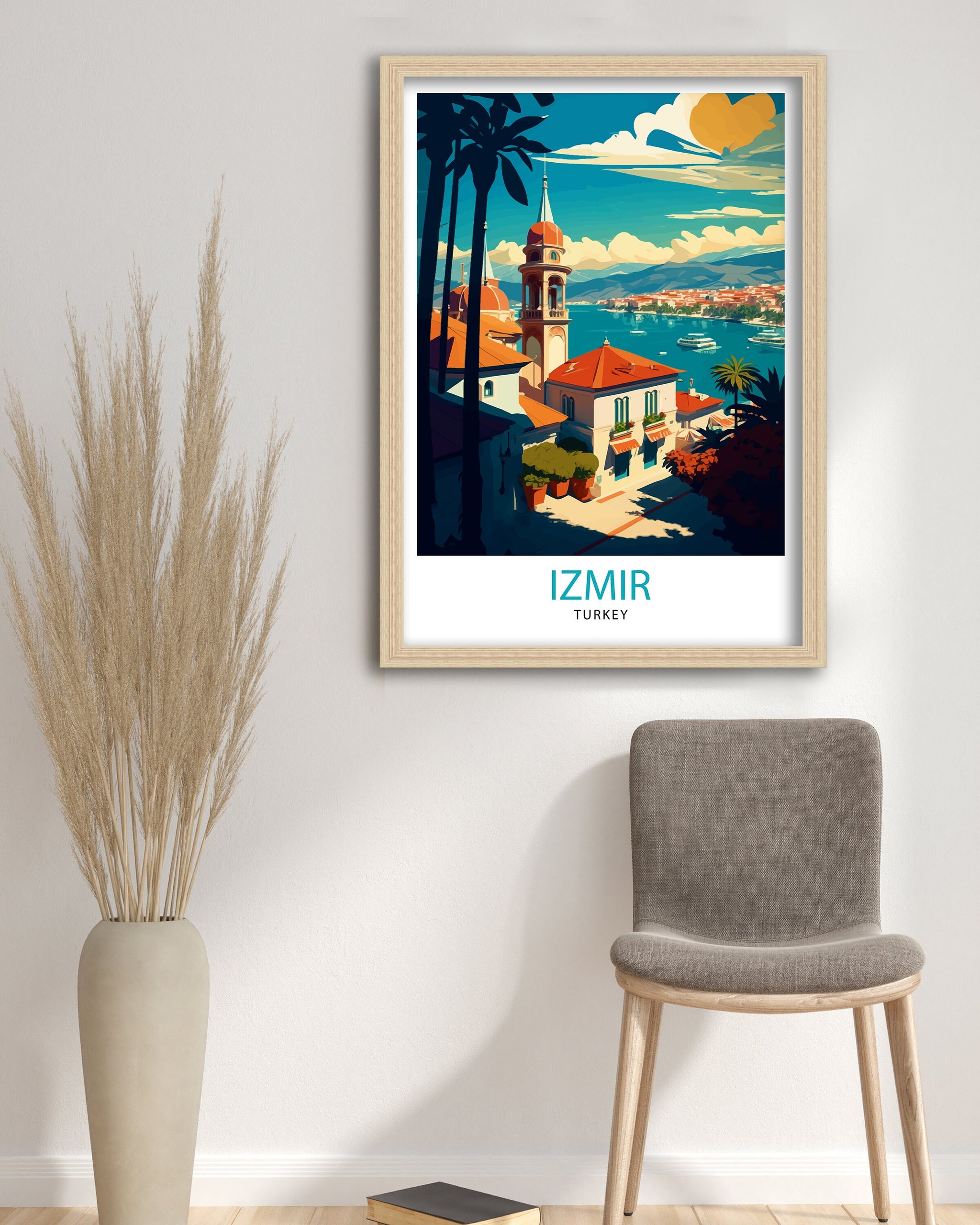 Izmir Turkey Travel Poster, Coastal City Art Print