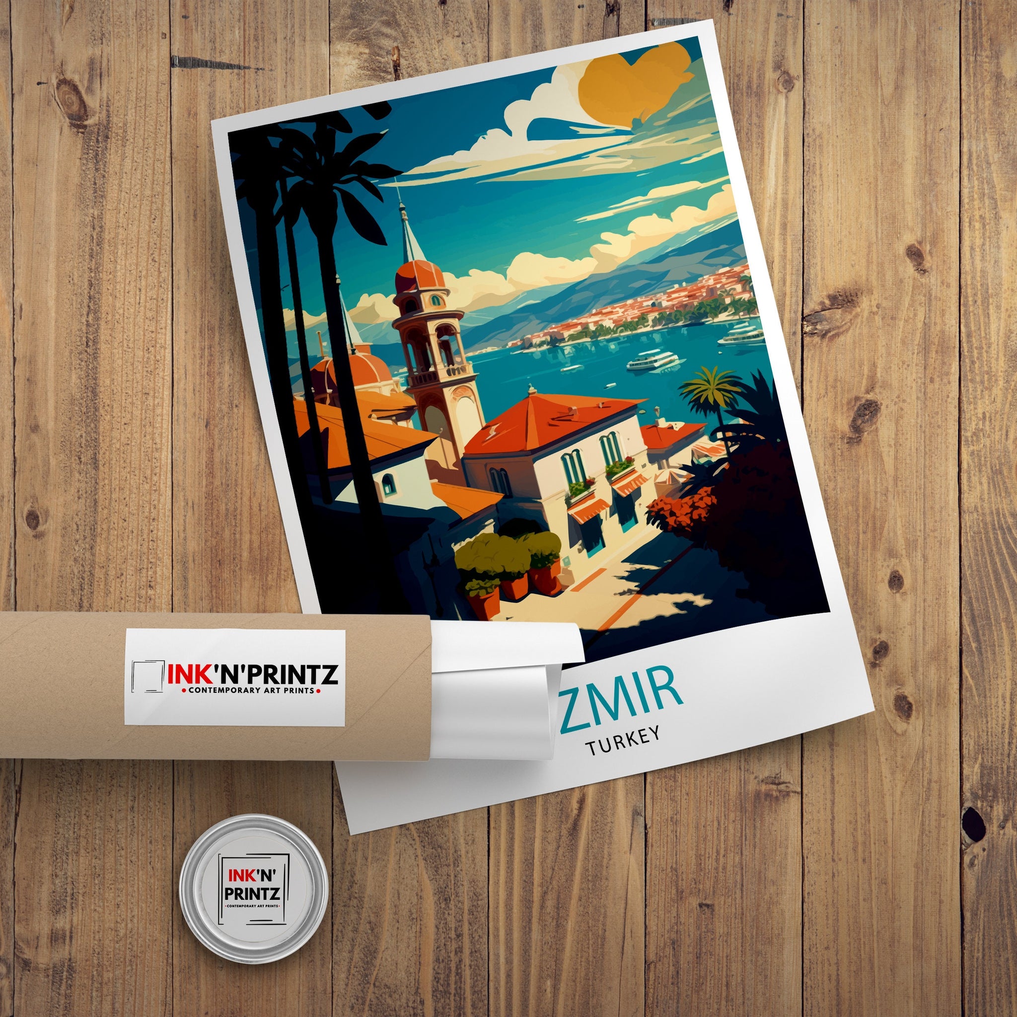 Izmir Turkey Travel Poster, Coastal City Art Print